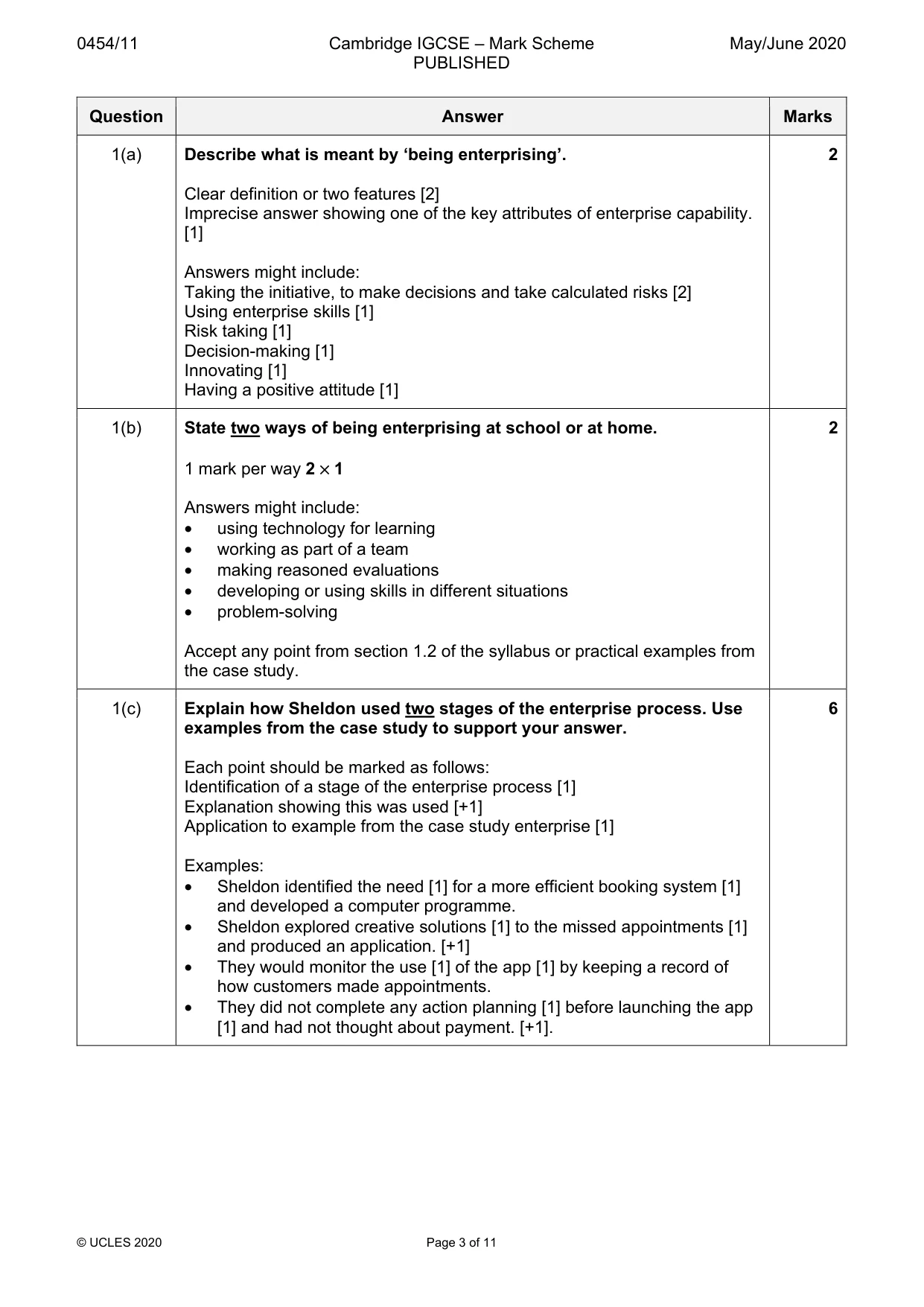 Mark scheme, page 3 of 11
