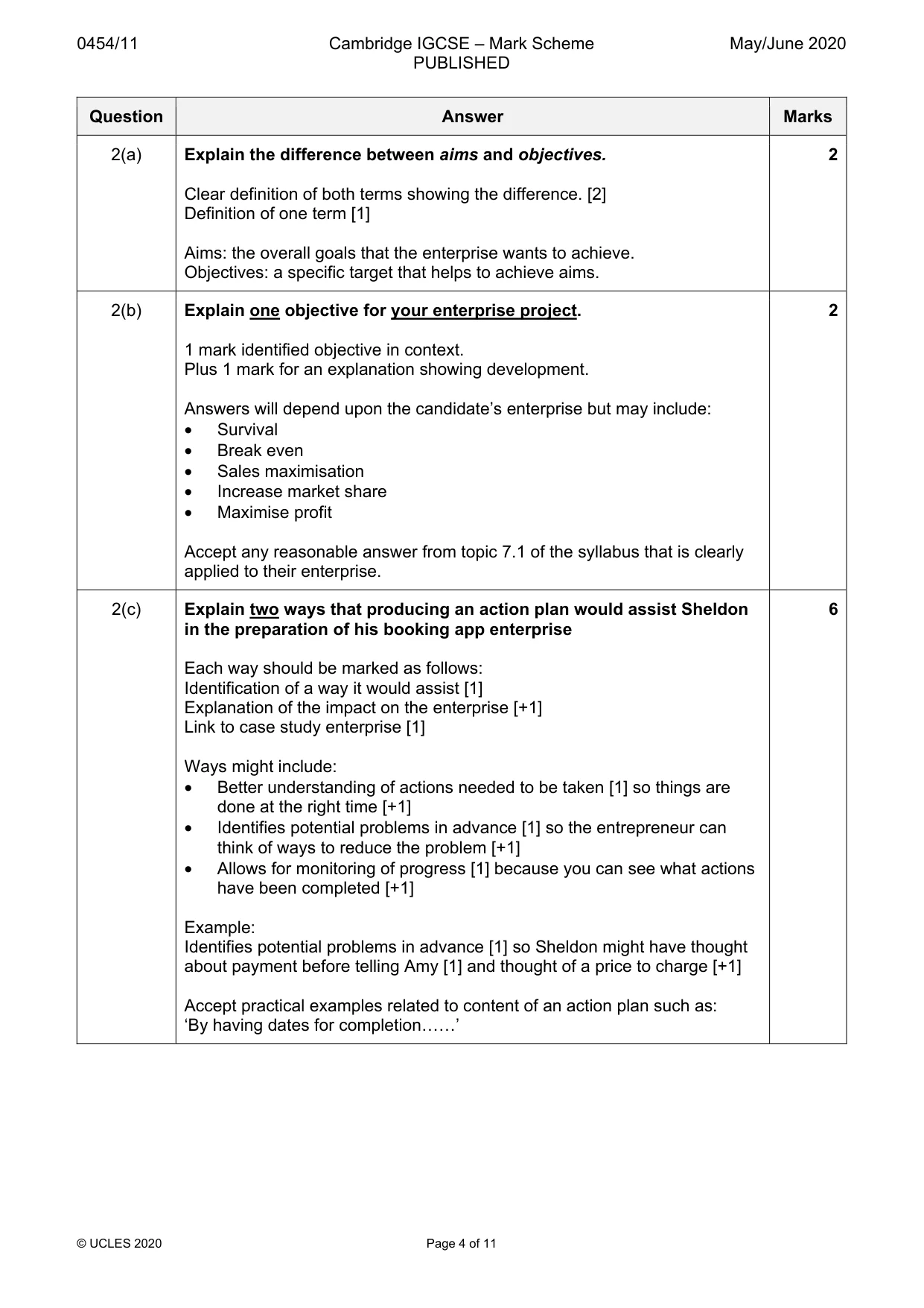 Mark scheme, page 4 of 11