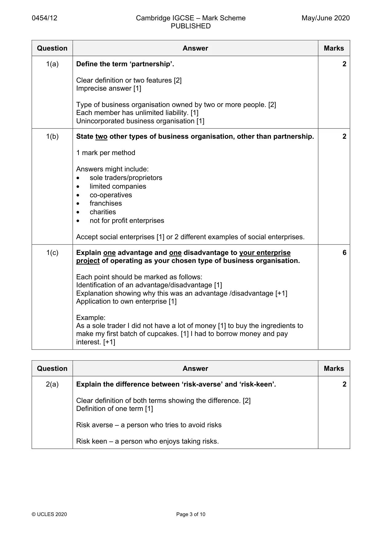 Mark scheme, page 3 of 10