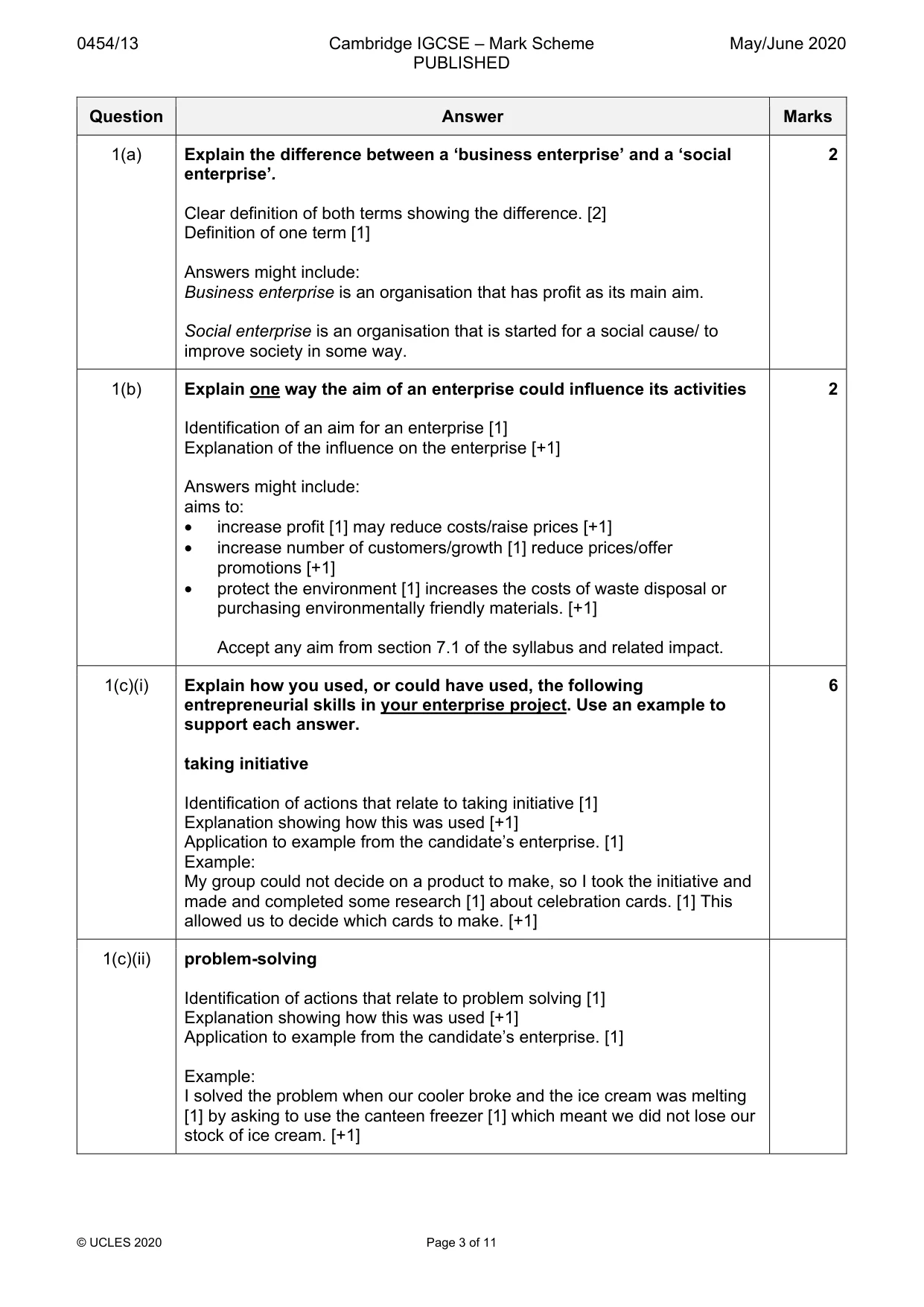 Mark scheme, page 3 of 11