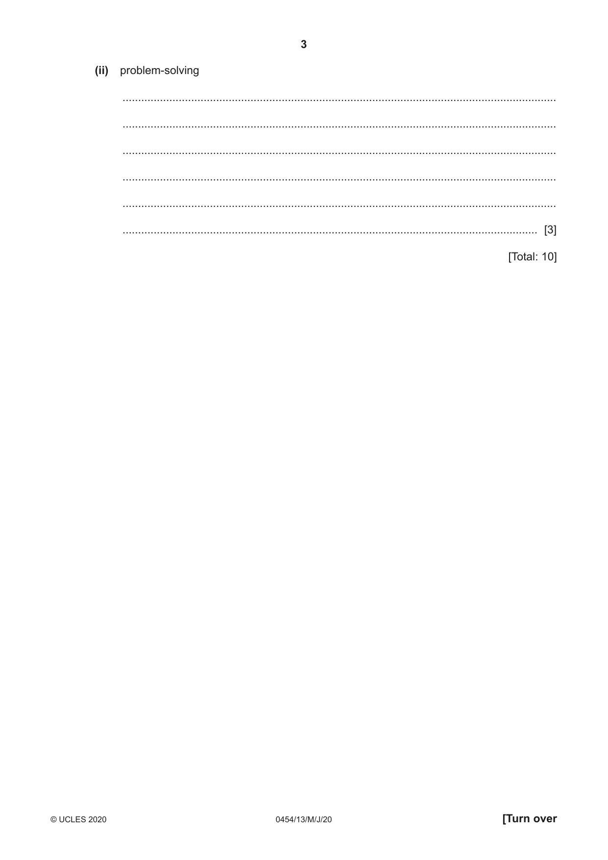 Cambridge IGCSE Enterprise 0454 2020 May/June Paper 1 · Variant 3 question paper, page 3 of 16