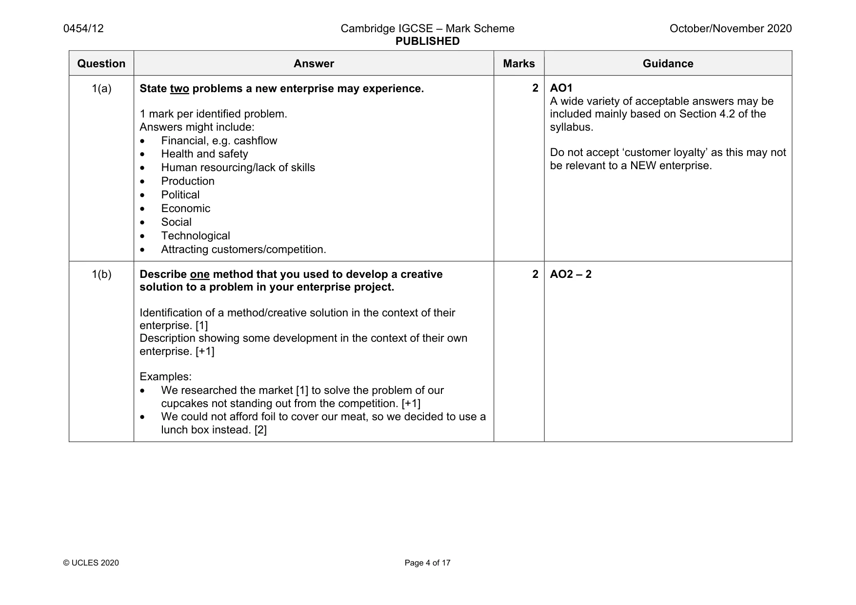 Mark scheme, page 4 of 17