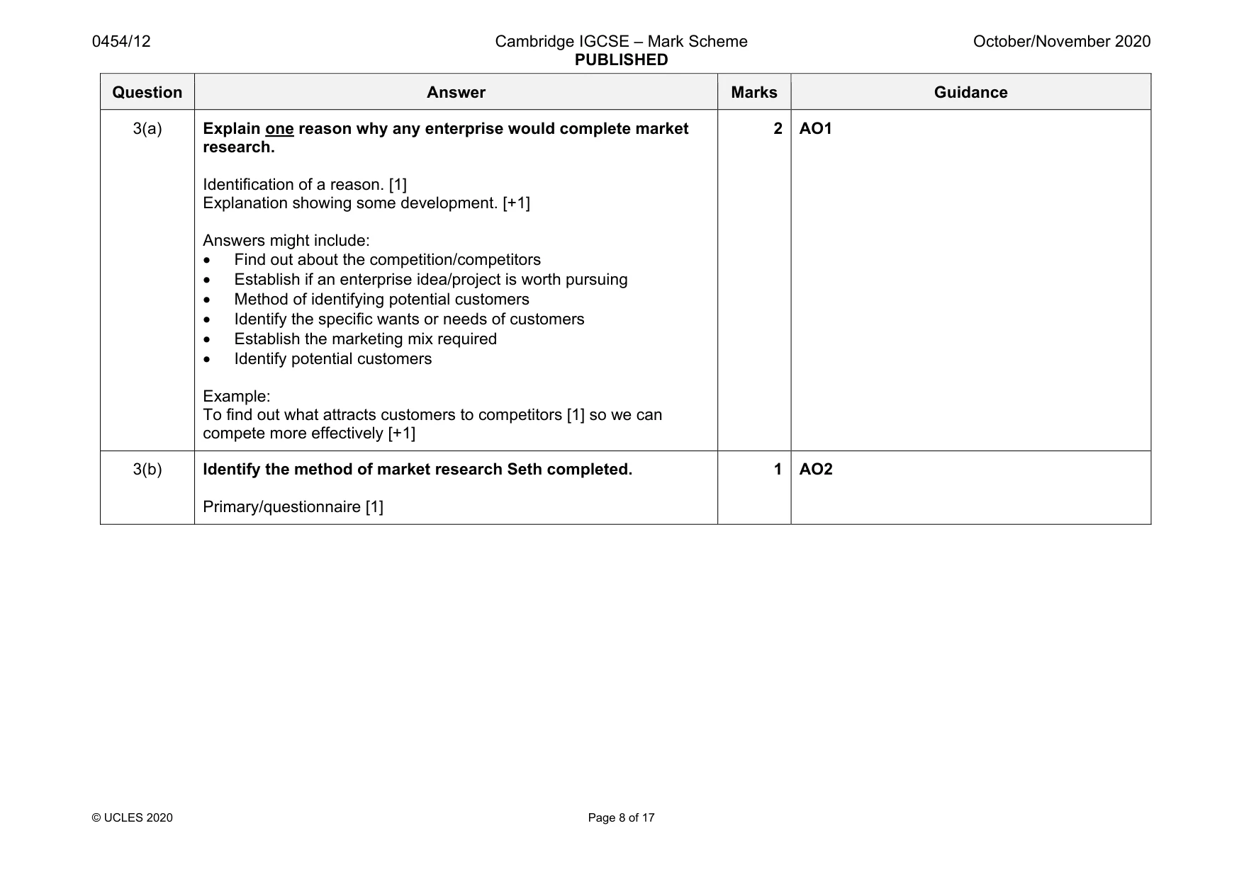 Mark scheme, page 8 of 17