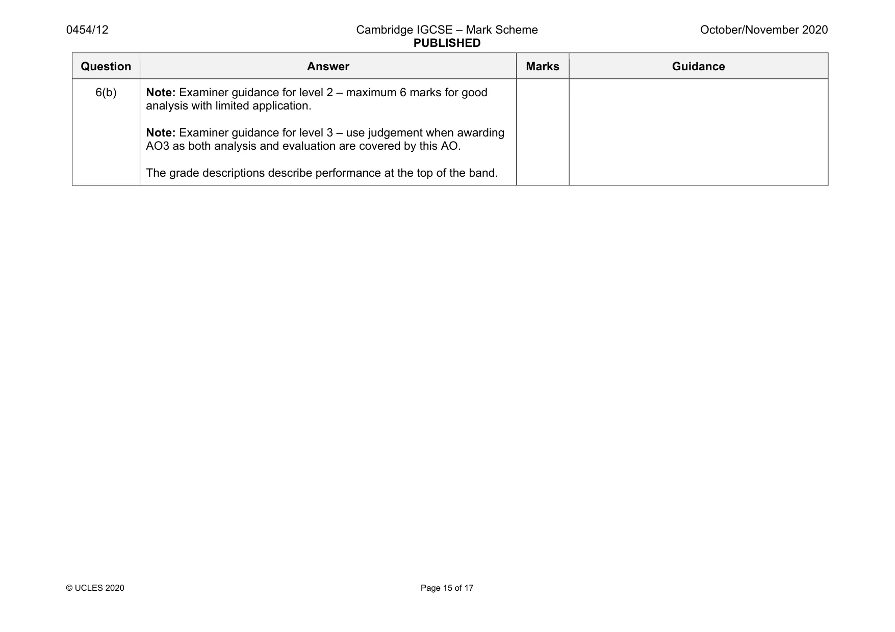 Mark scheme, page 15 of 17