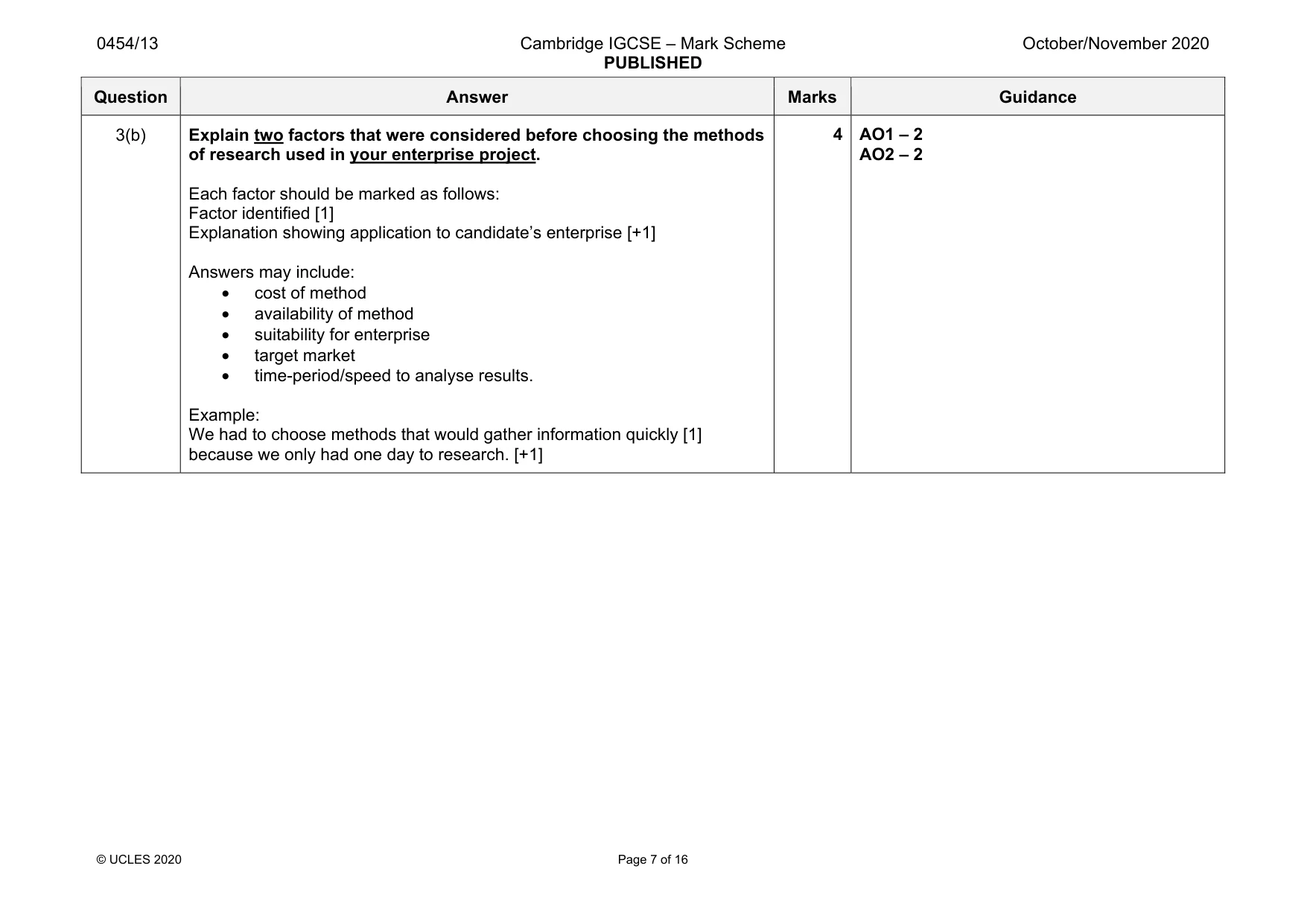 Mark scheme, page 7 of 16