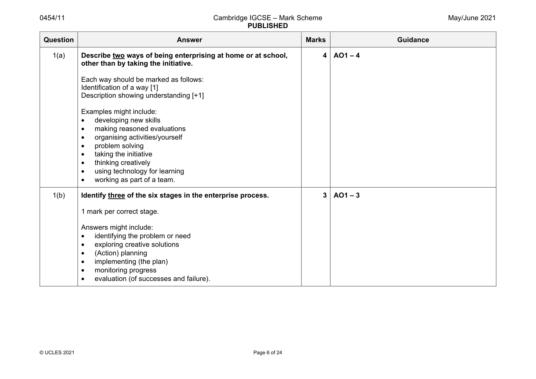 Mark scheme, page 6 of 24
