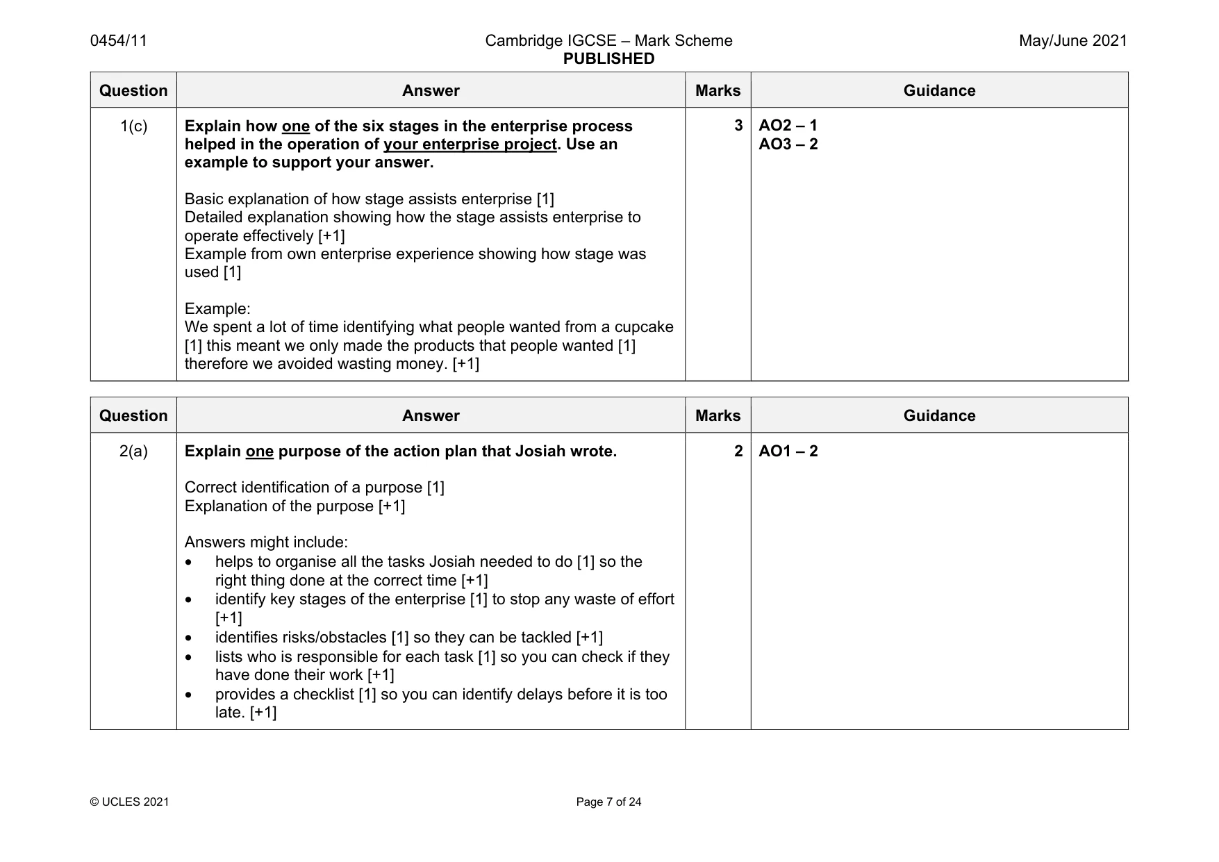 Mark scheme, page 7 of 24