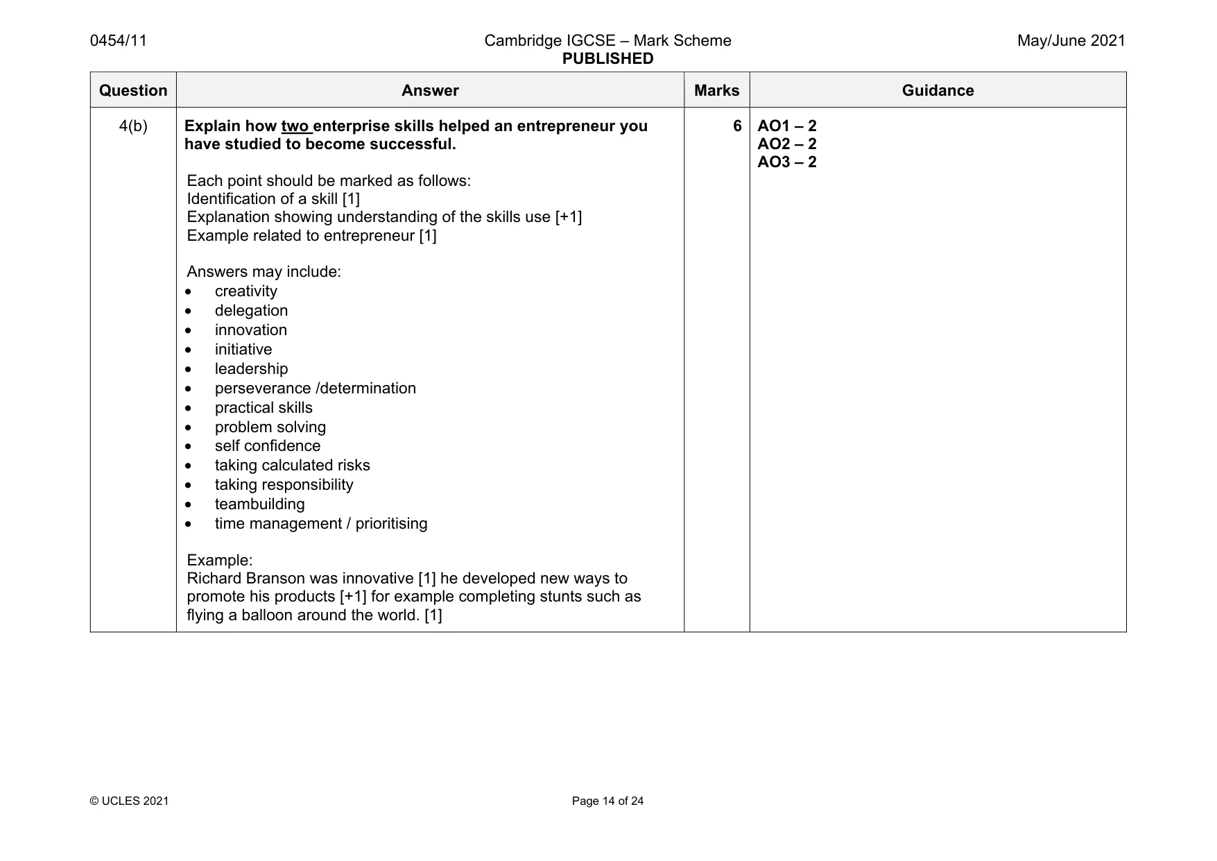Mark scheme, page 14 of 24