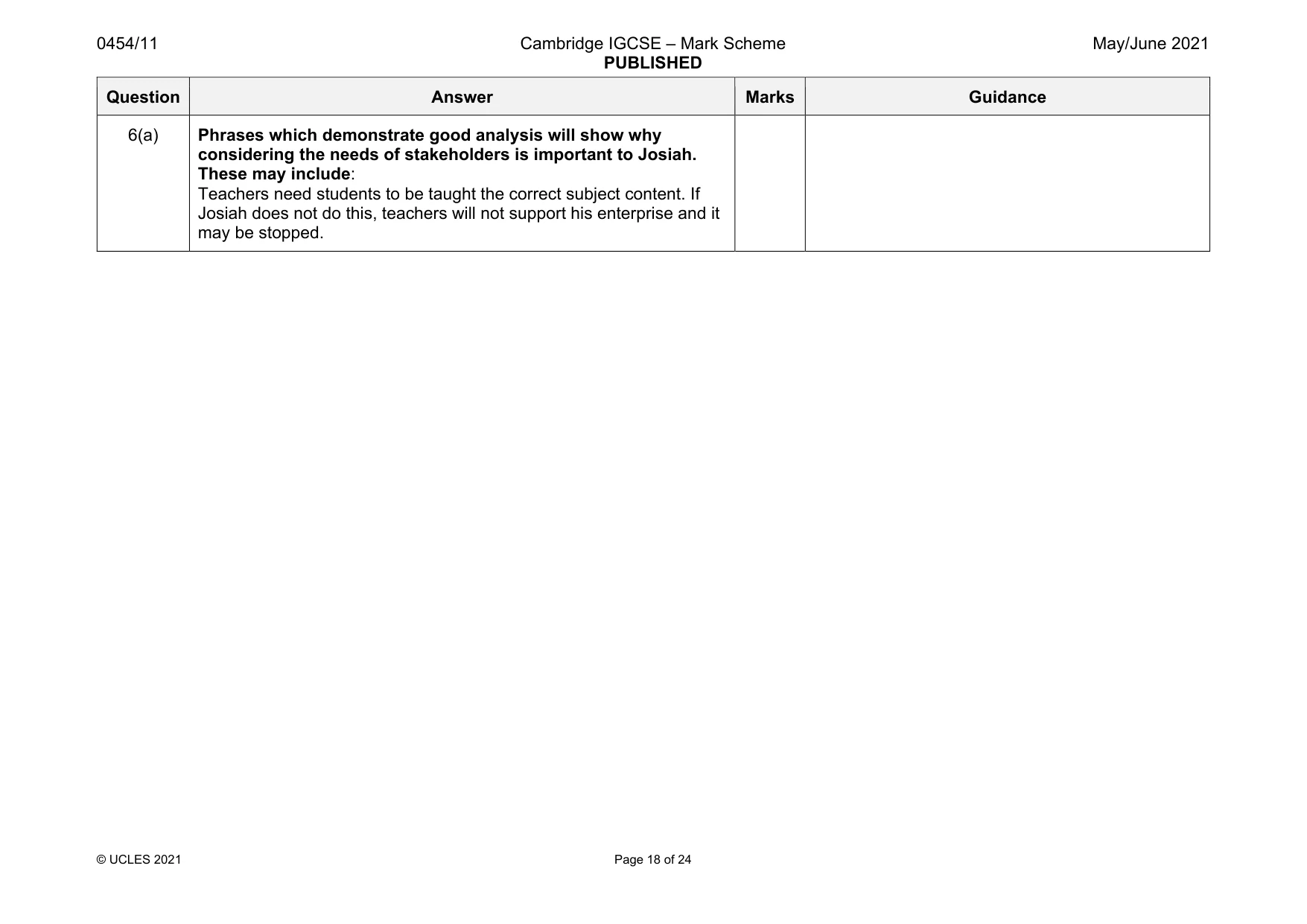 Mark scheme, page 18 of 24