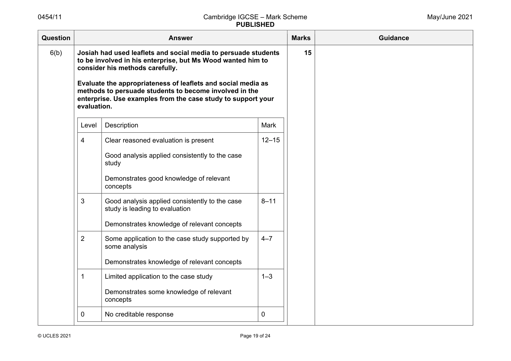 Mark scheme, page 19 of 24