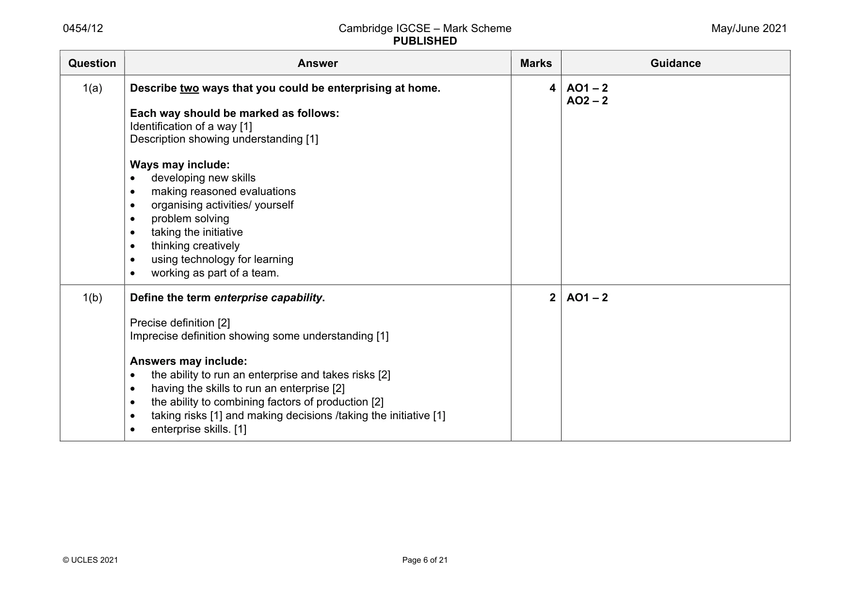 Mark scheme, page 6 of 21