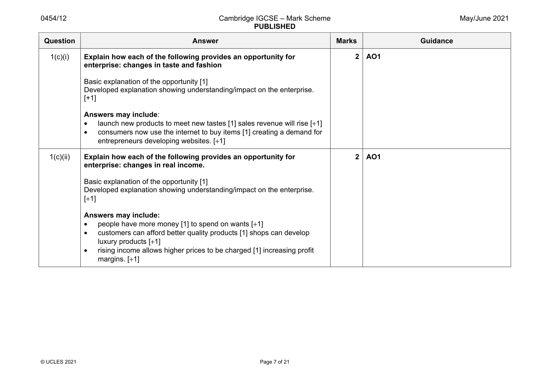 Mark scheme, page 7 of 21