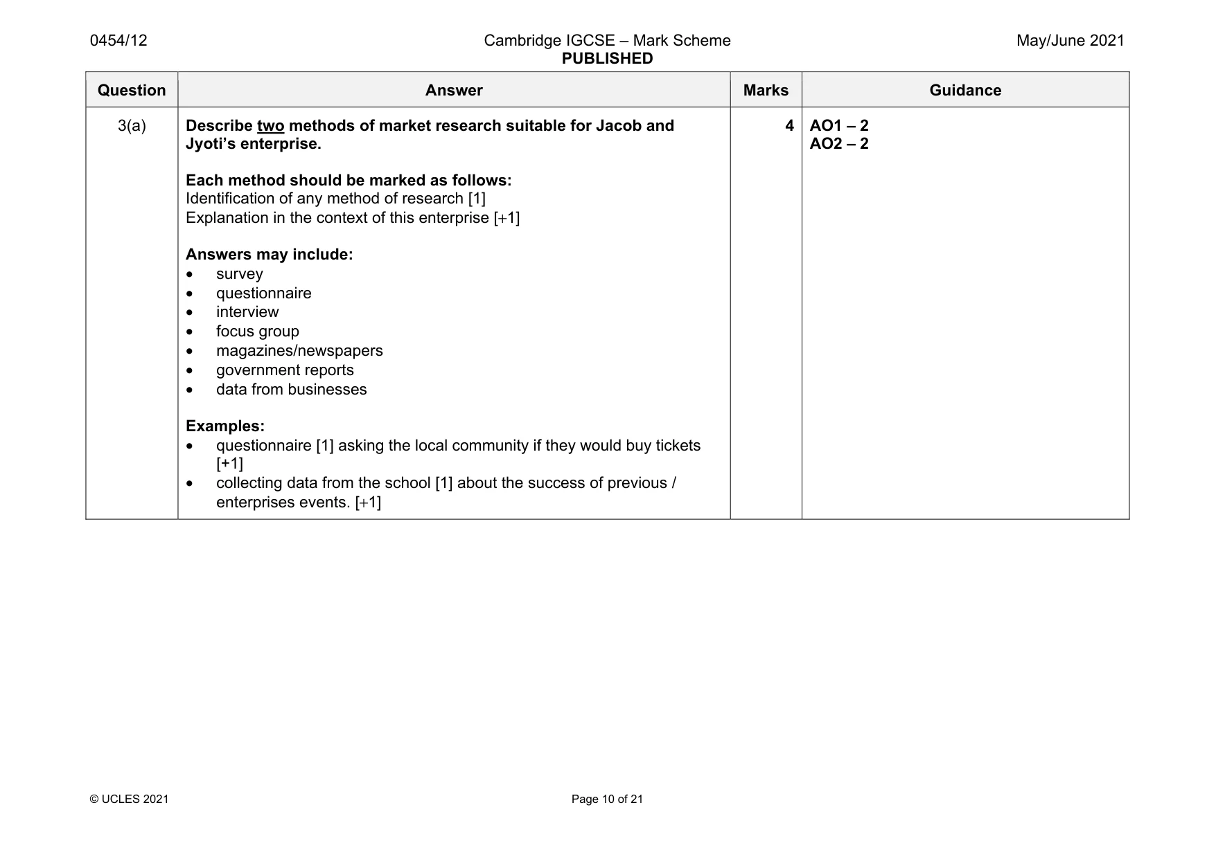 Mark scheme, page 10 of 21