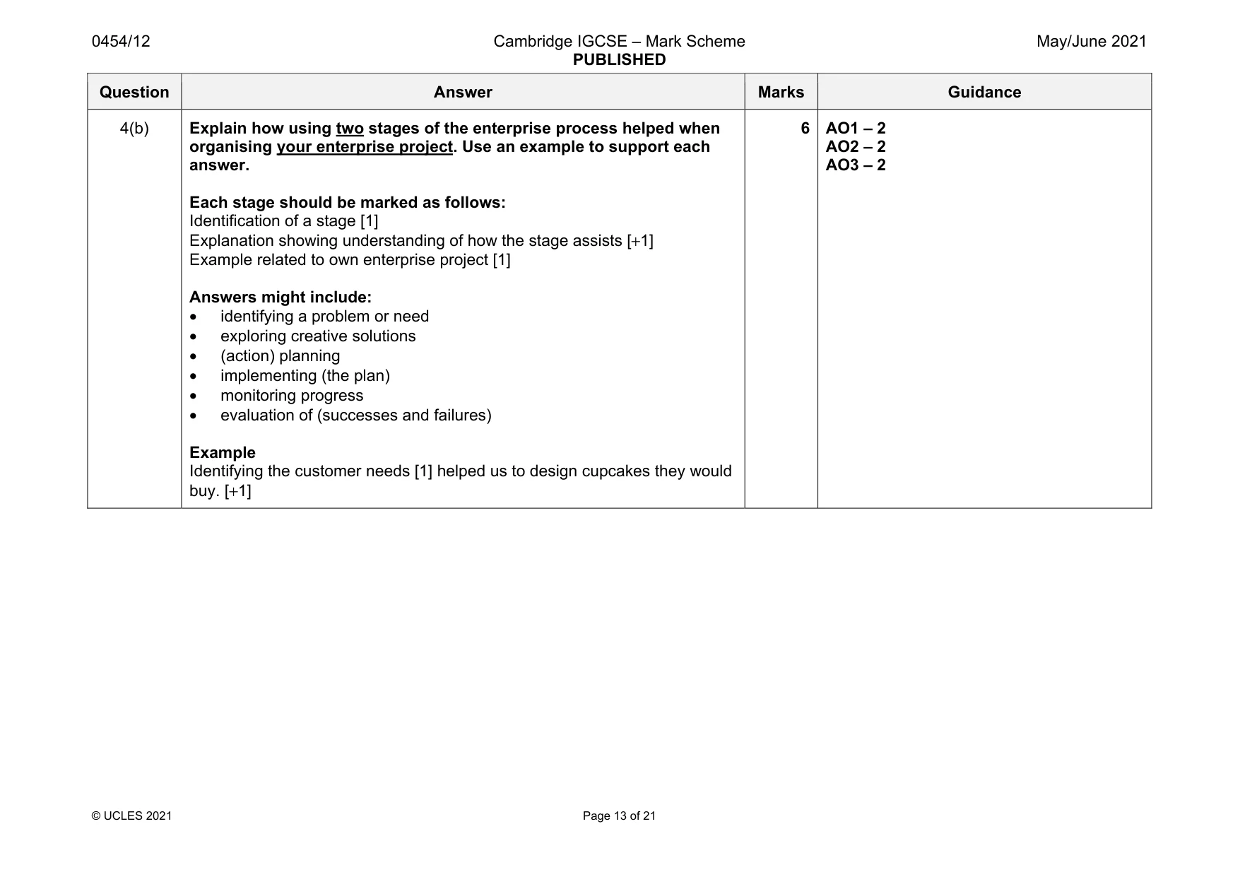 Mark scheme, page 13 of 21