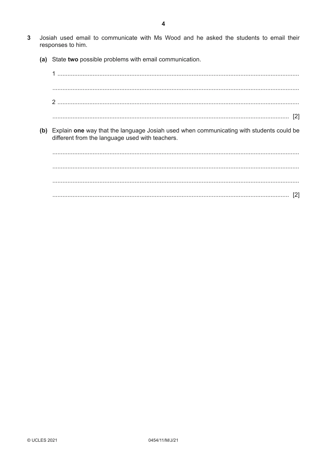 Cambridge IGCSE Enterprise 0454 2021 May/June Paper 1 · Variant 1 question paper, page 4 of 16