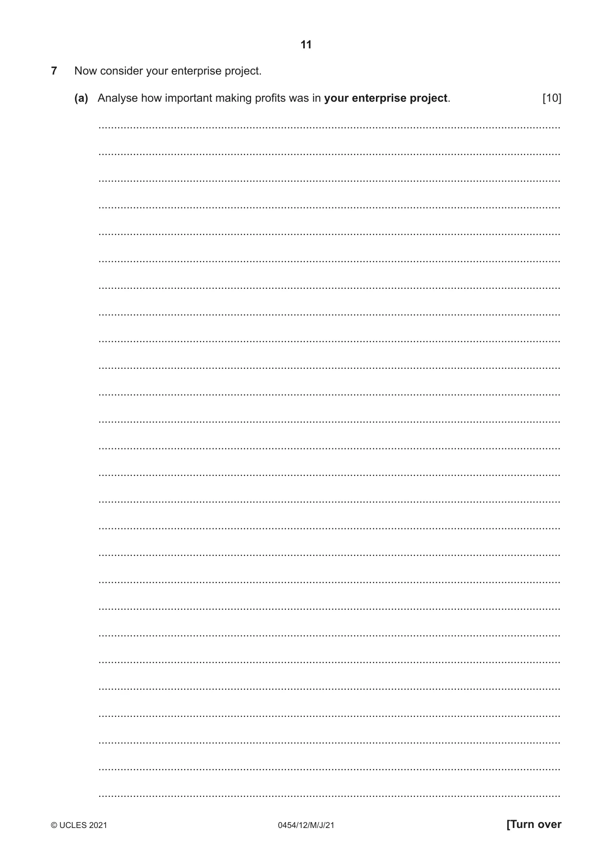 Cambridge IGCSE Enterprise 0454 2021 May/June Paper 1 · Variant 2 question paper, page 11 of 16