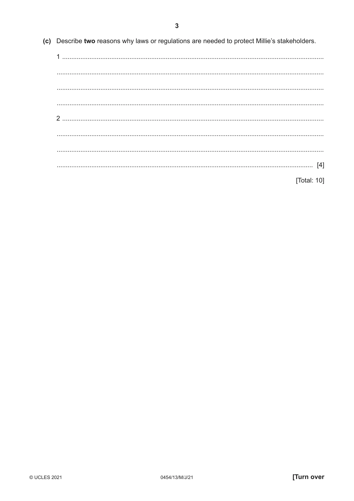 Cambridge IGCSE Enterprise 0454 2021 May/June Paper 1 · Variant 3 question paper, page 3 of 16