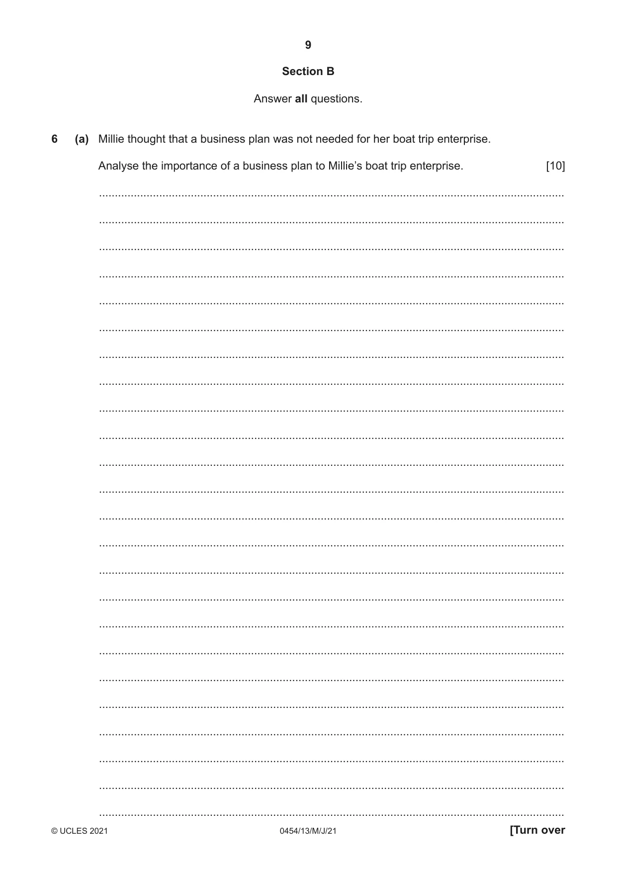 Cambridge IGCSE Enterprise 0454 2021 May/June Paper 1 · Variant 3 question paper, page 9 of 16