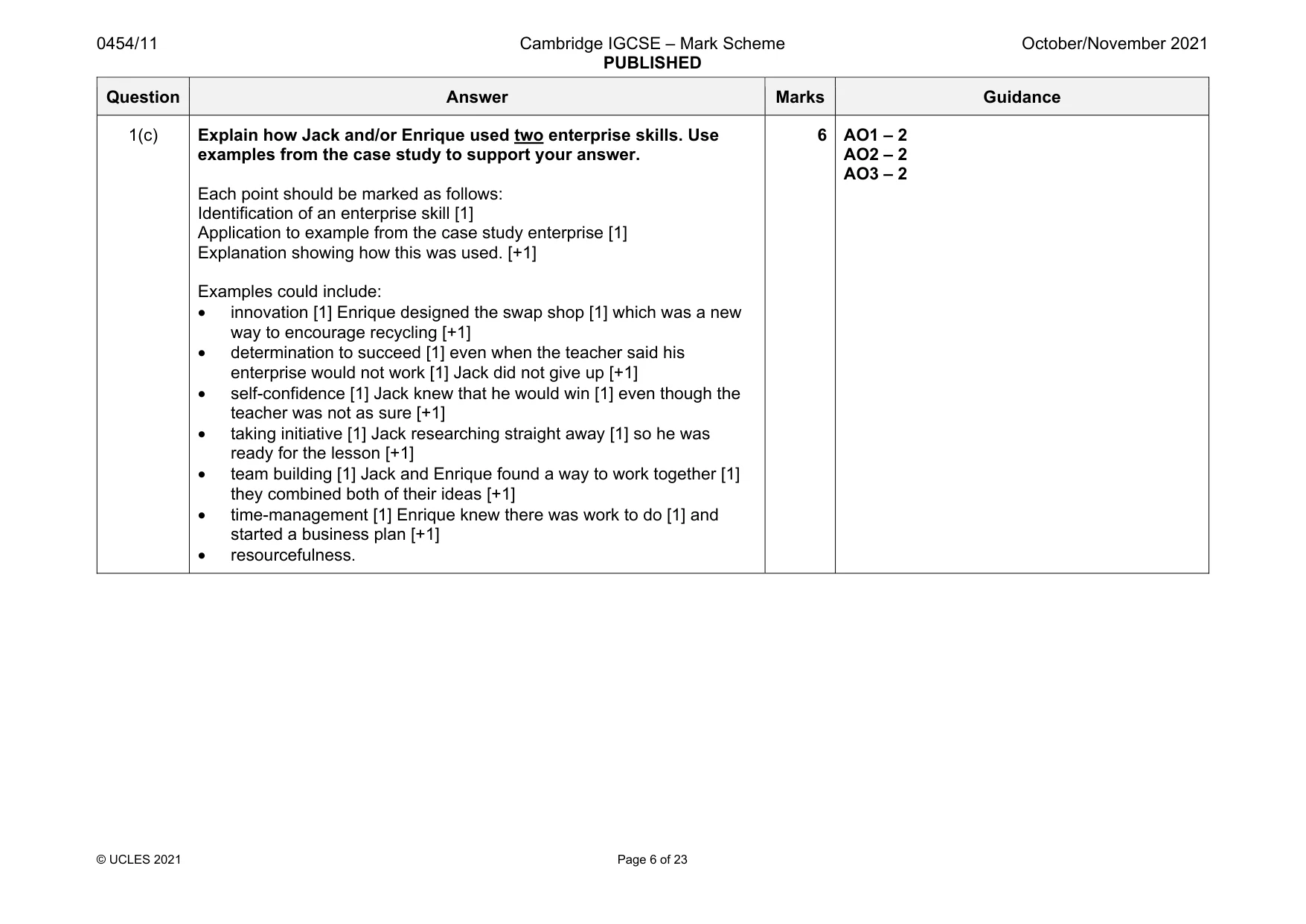 Mark scheme, page 6 of 23