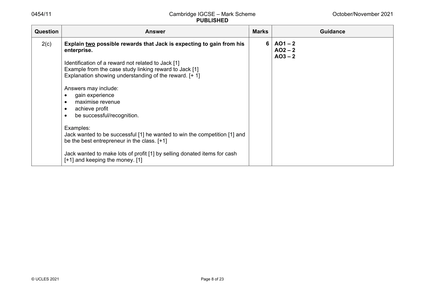 Mark scheme, page 8 of 23