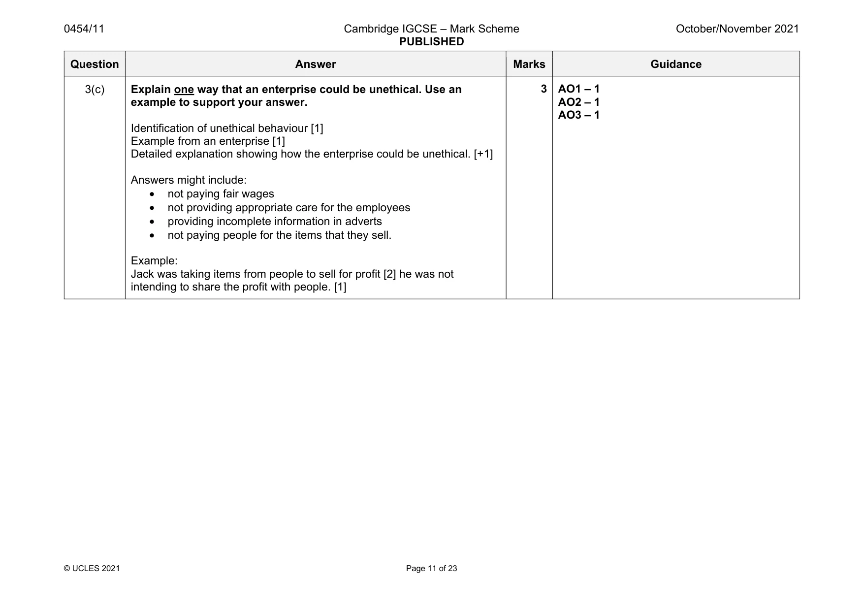 Mark scheme, page 11 of 23