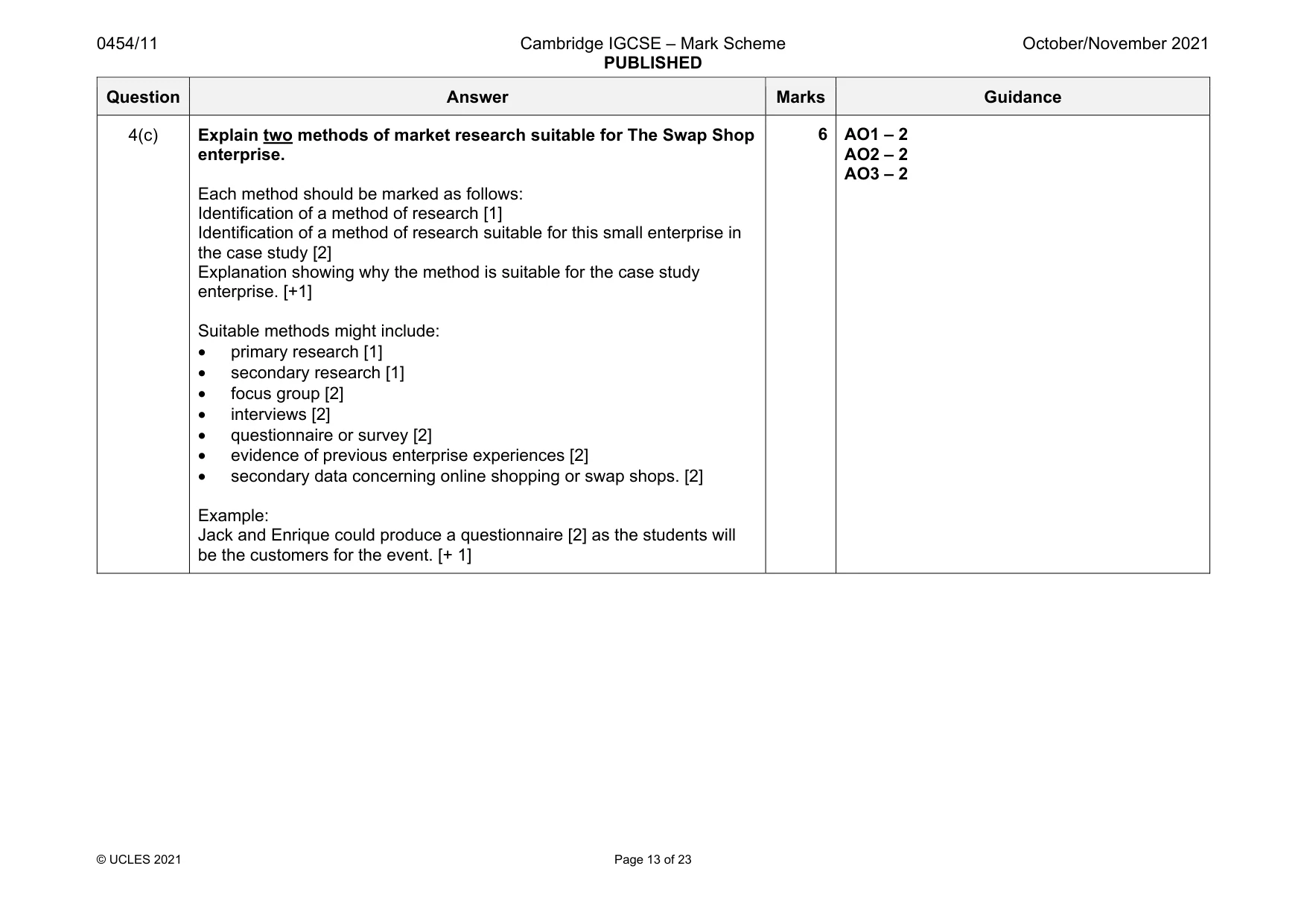 Mark scheme, page 13 of 23