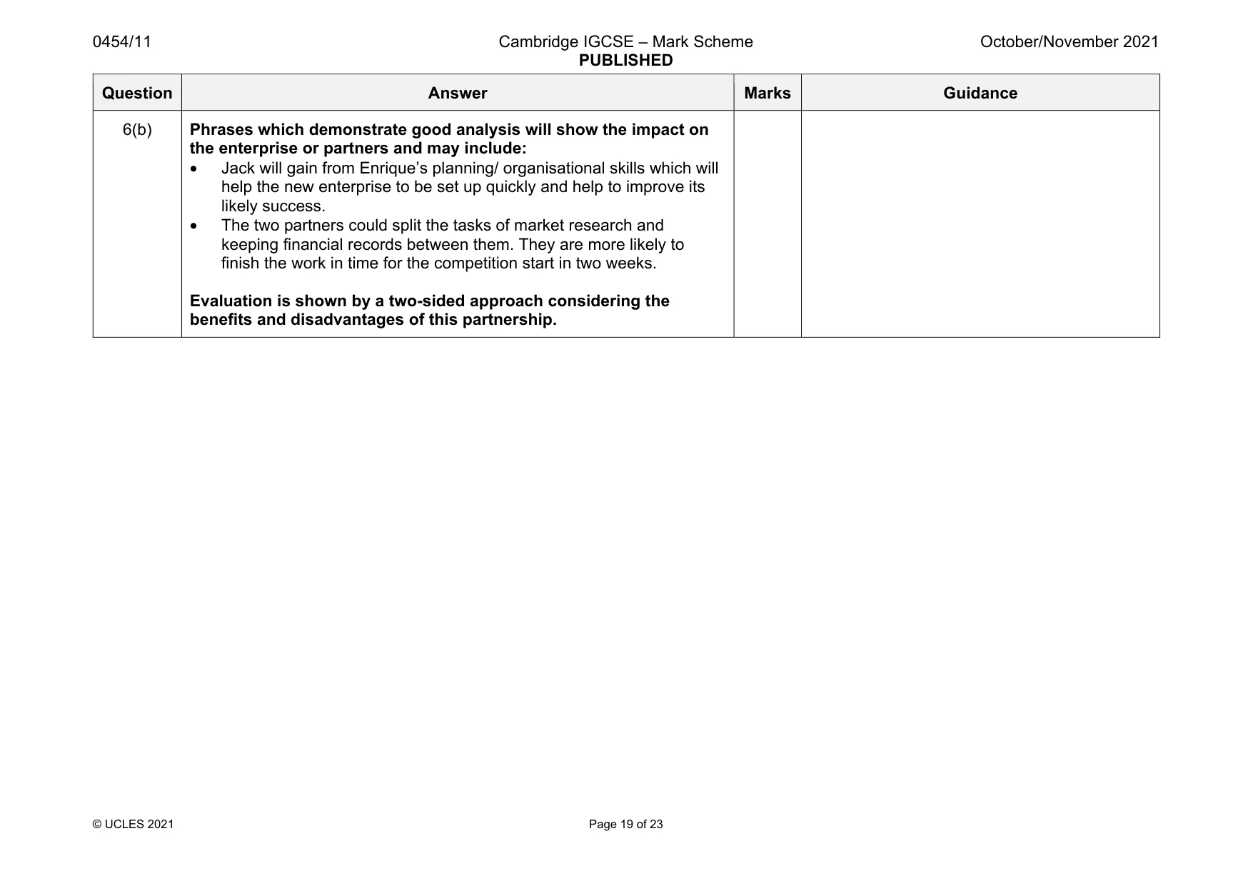 Mark scheme, page 19 of 23