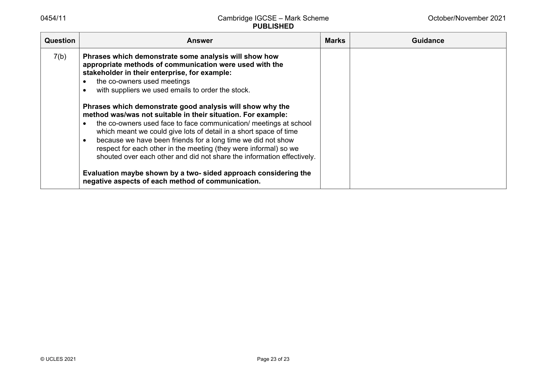 Mark scheme, page 23 of 23
