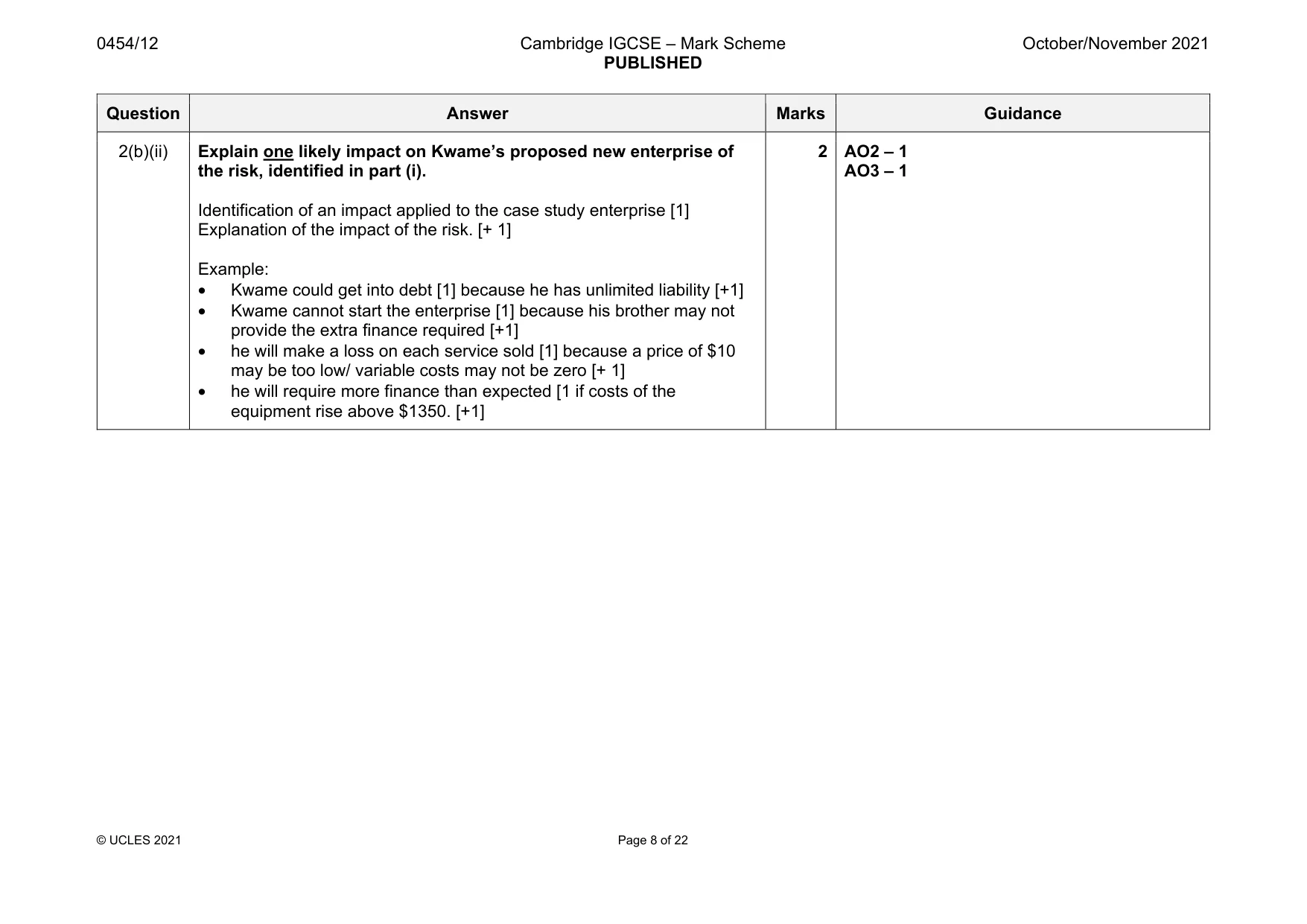 Mark scheme, page 8 of 22
