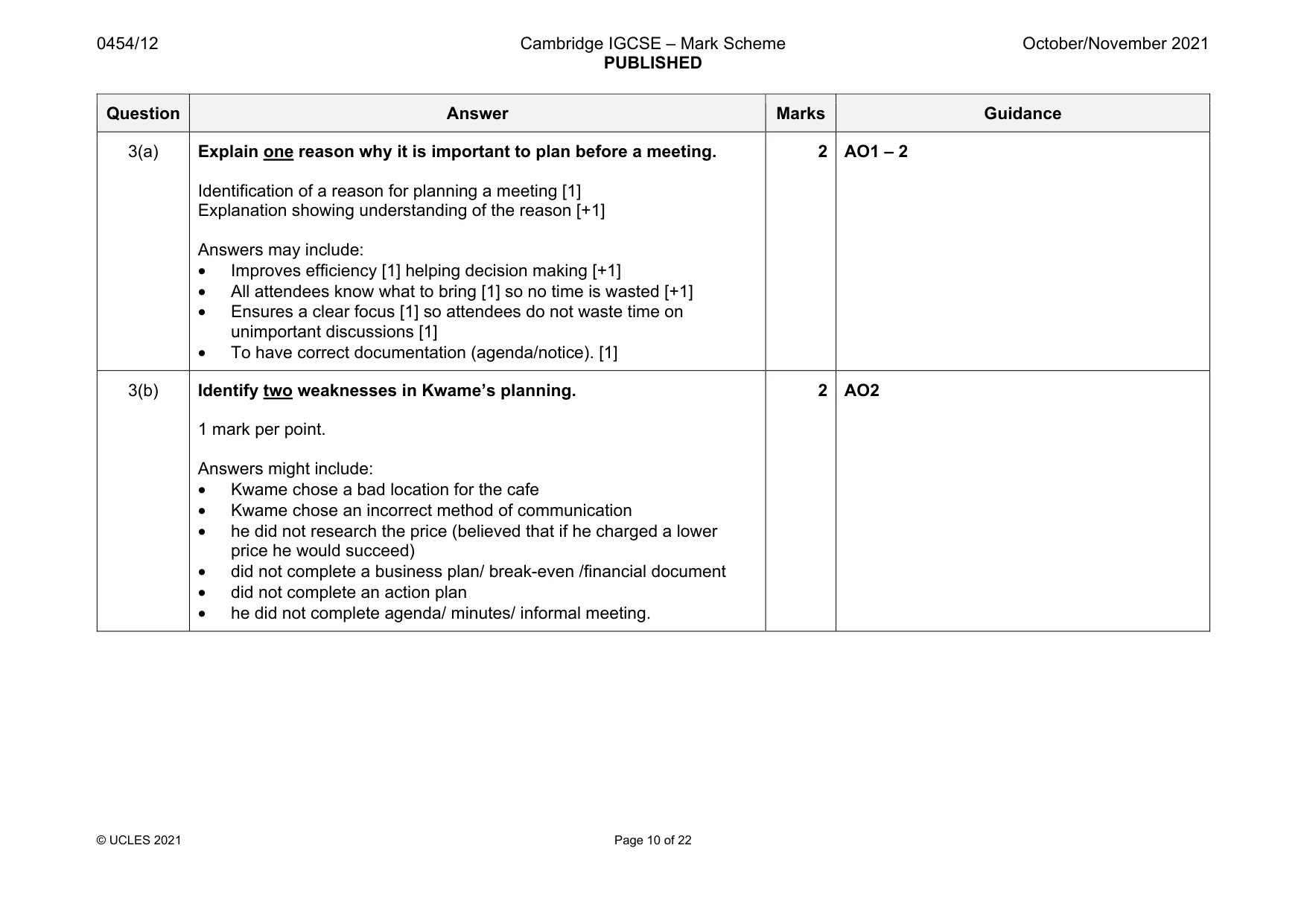 Mark scheme, page 10 of 22