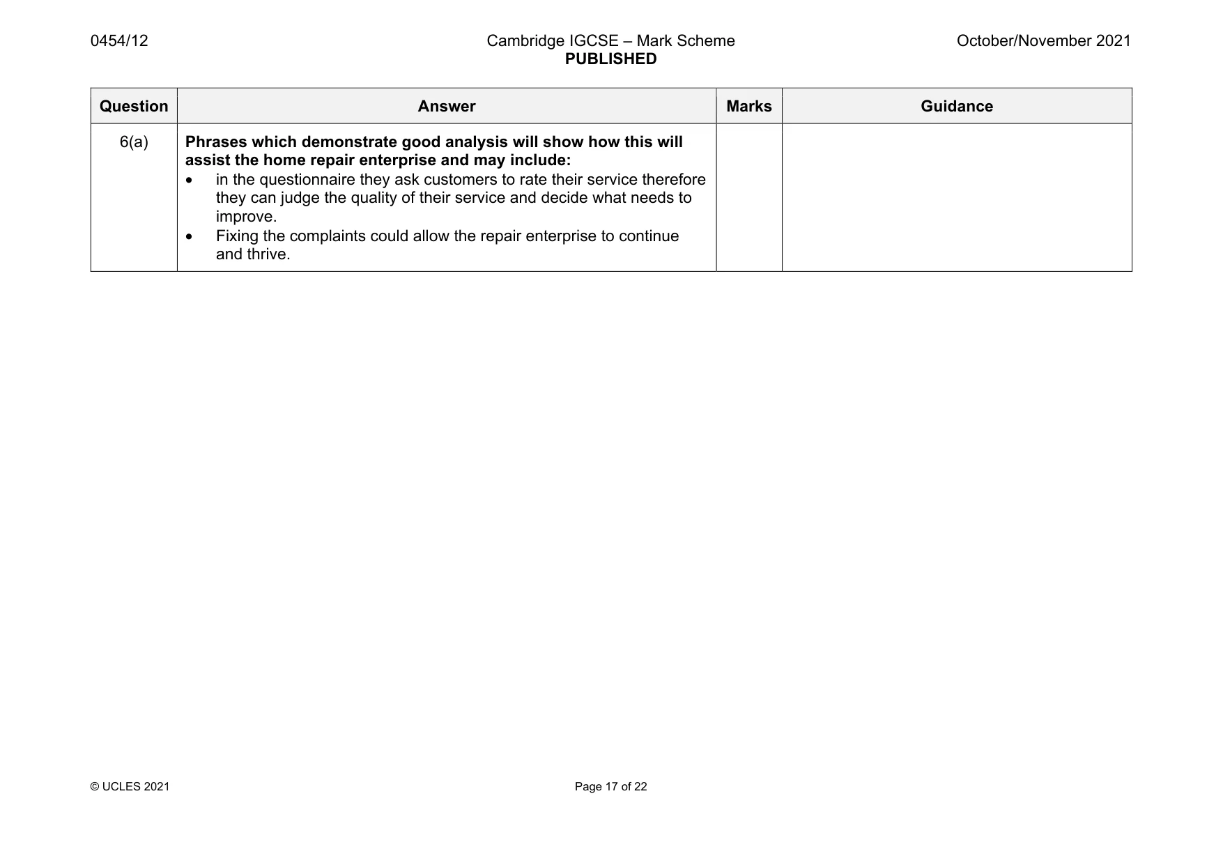Mark scheme, page 17 of 22