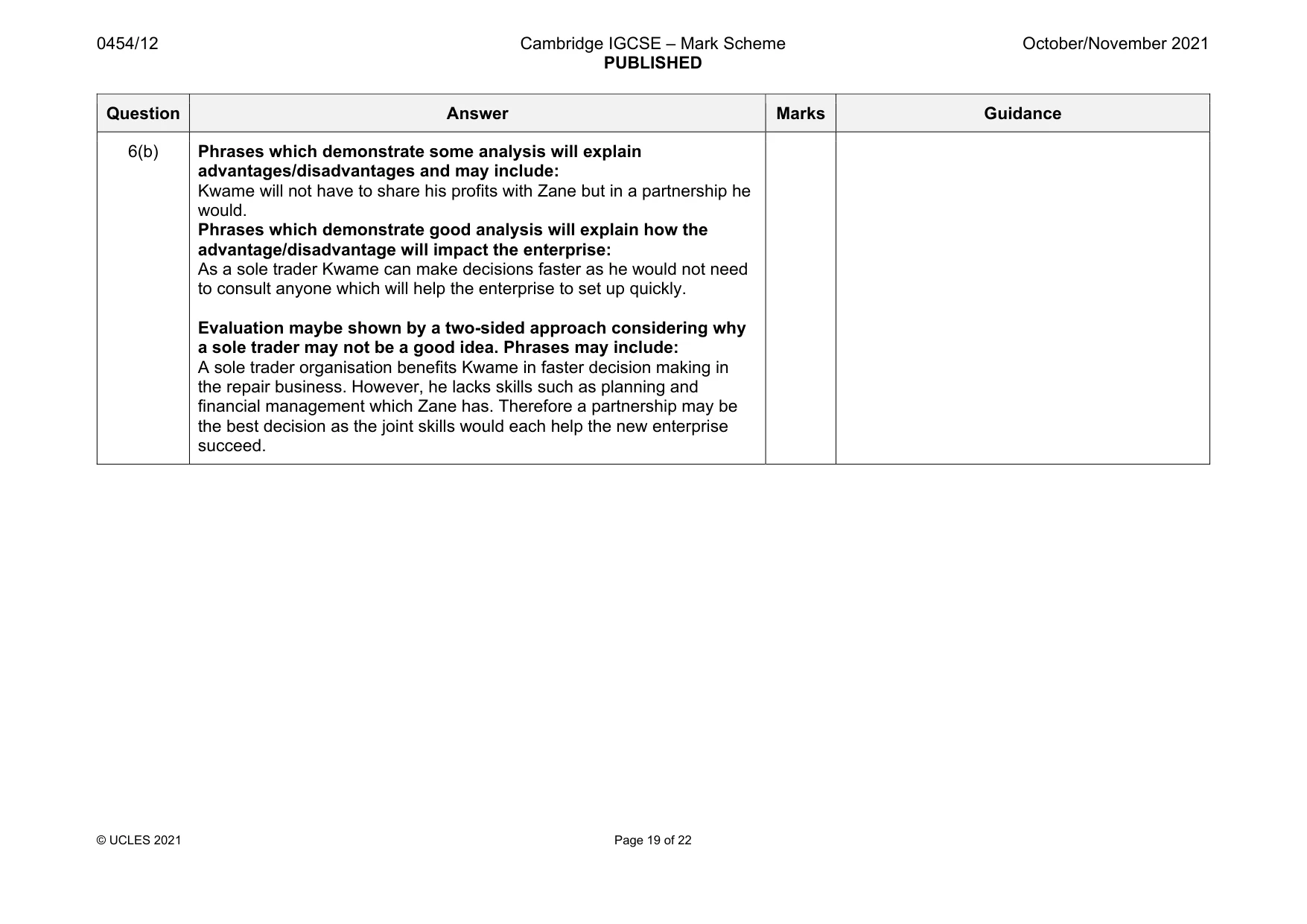 Mark scheme, page 19 of 22