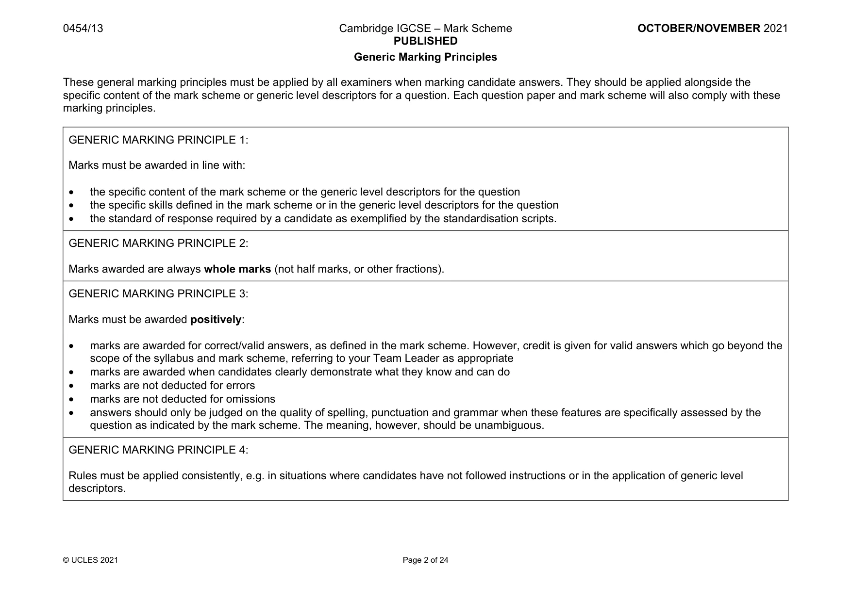 Mark scheme, page 2 of 24