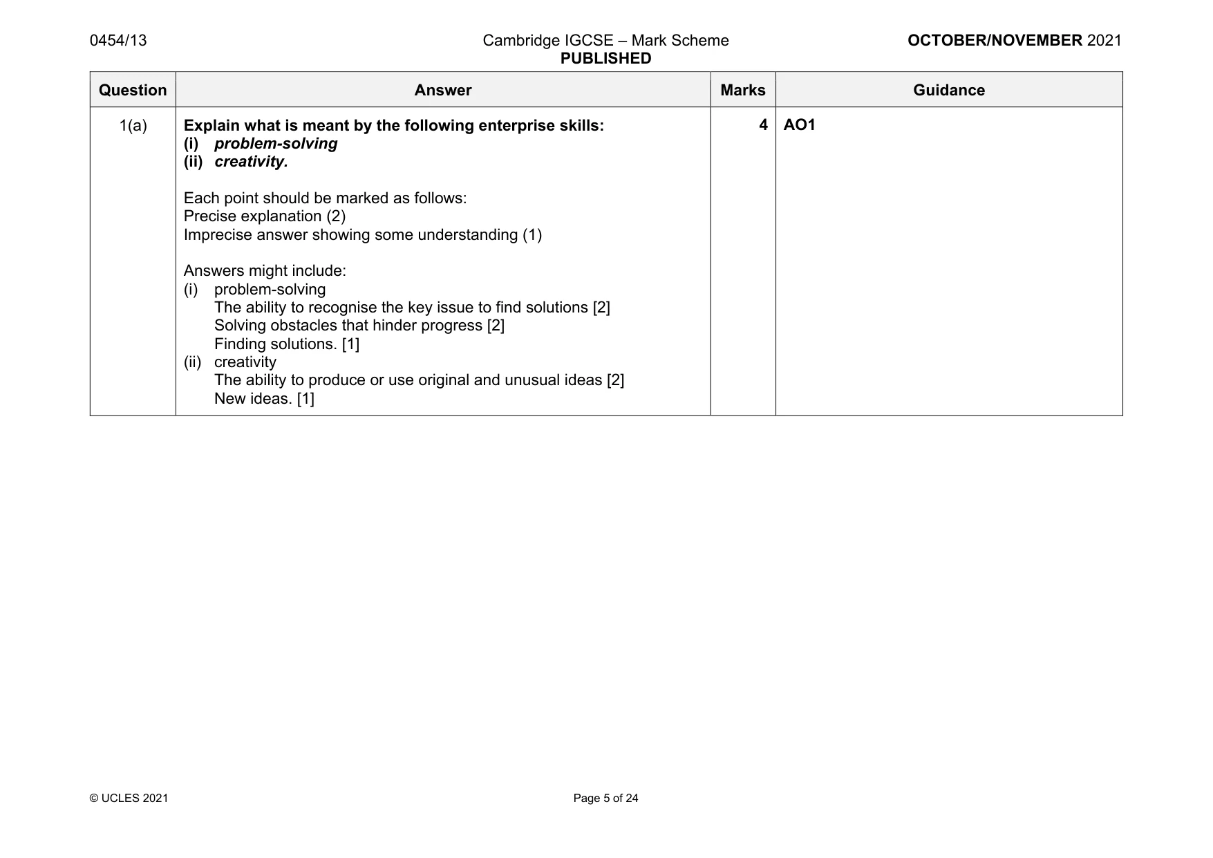 Mark scheme, page 5 of 24