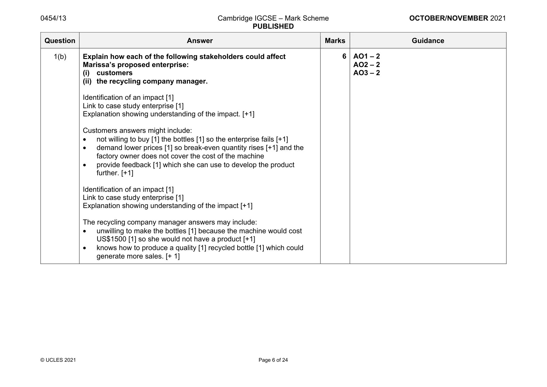 Mark scheme, page 6 of 24