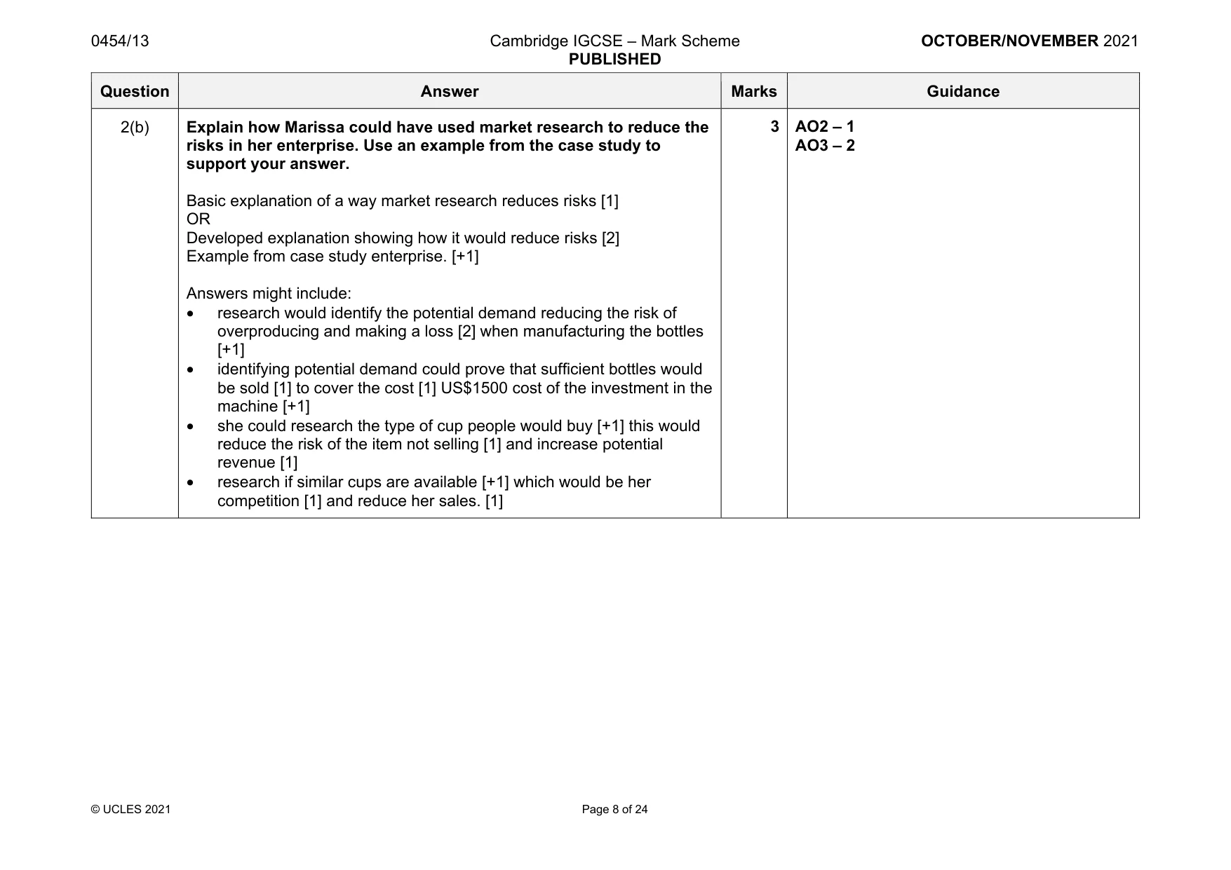 Mark scheme, page 8 of 24