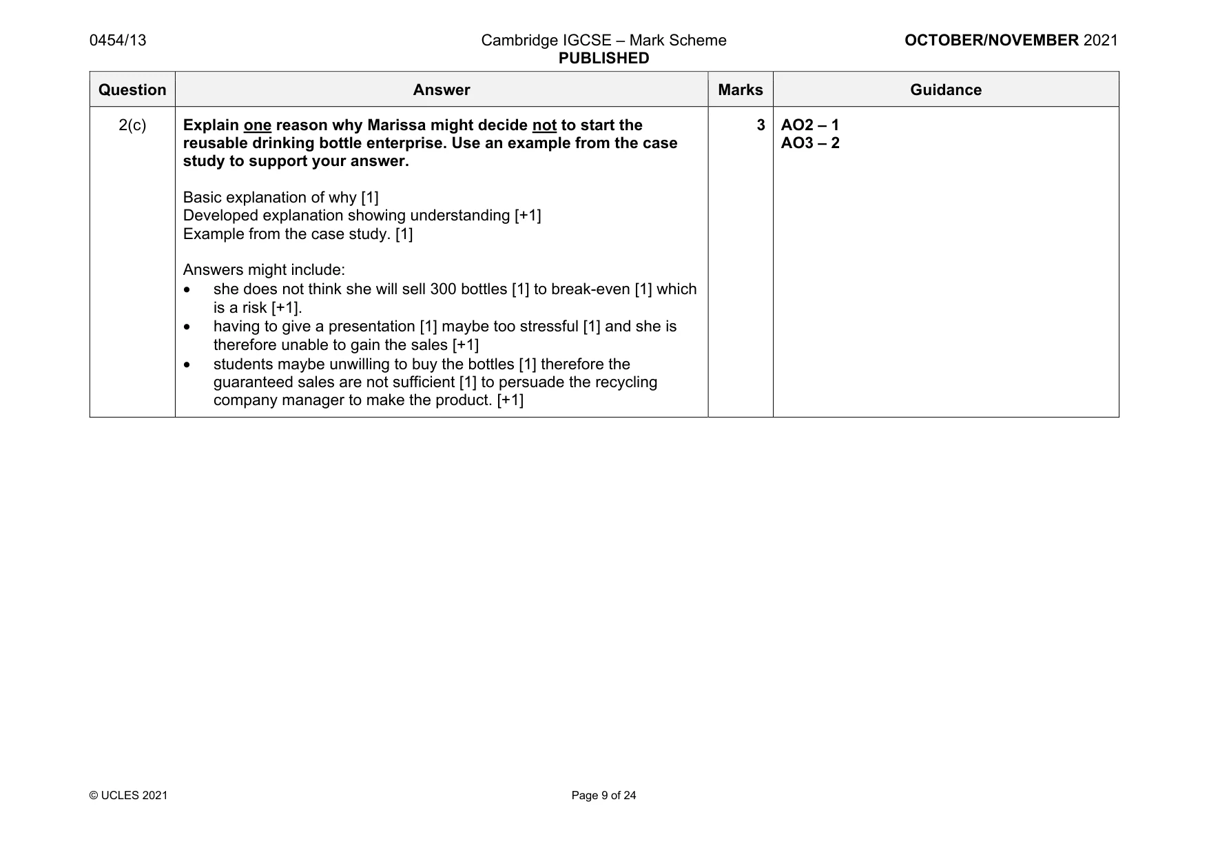 Mark scheme, page 9 of 24