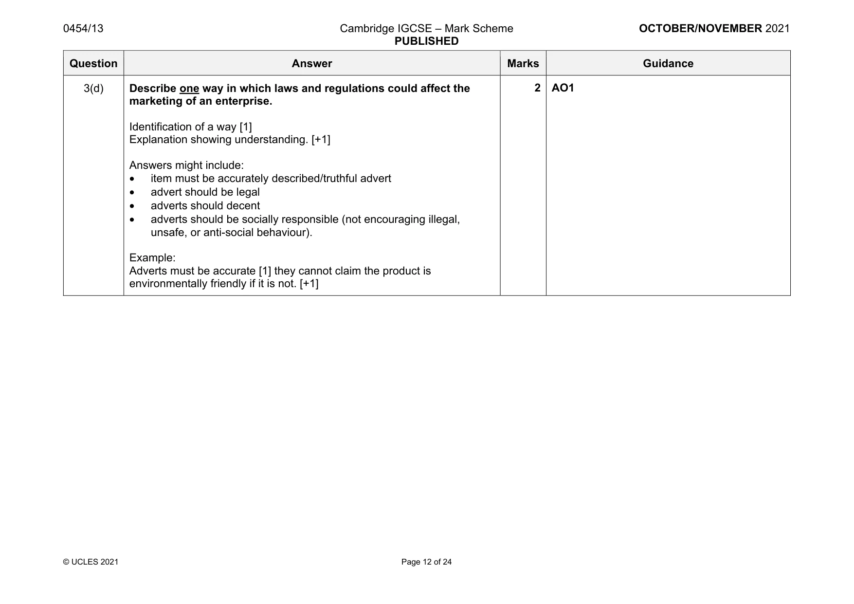Mark scheme, page 12 of 24