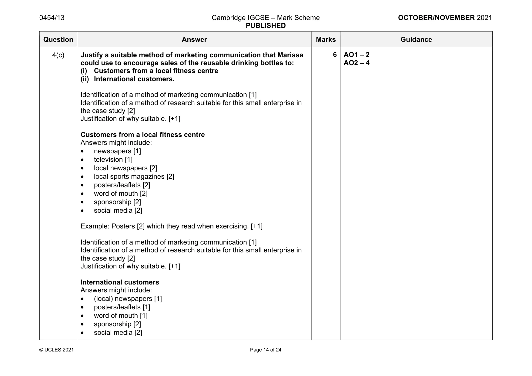Mark scheme, page 14 of 24