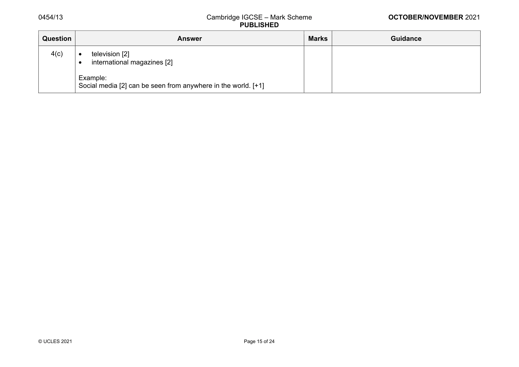 Mark scheme, page 15 of 24
