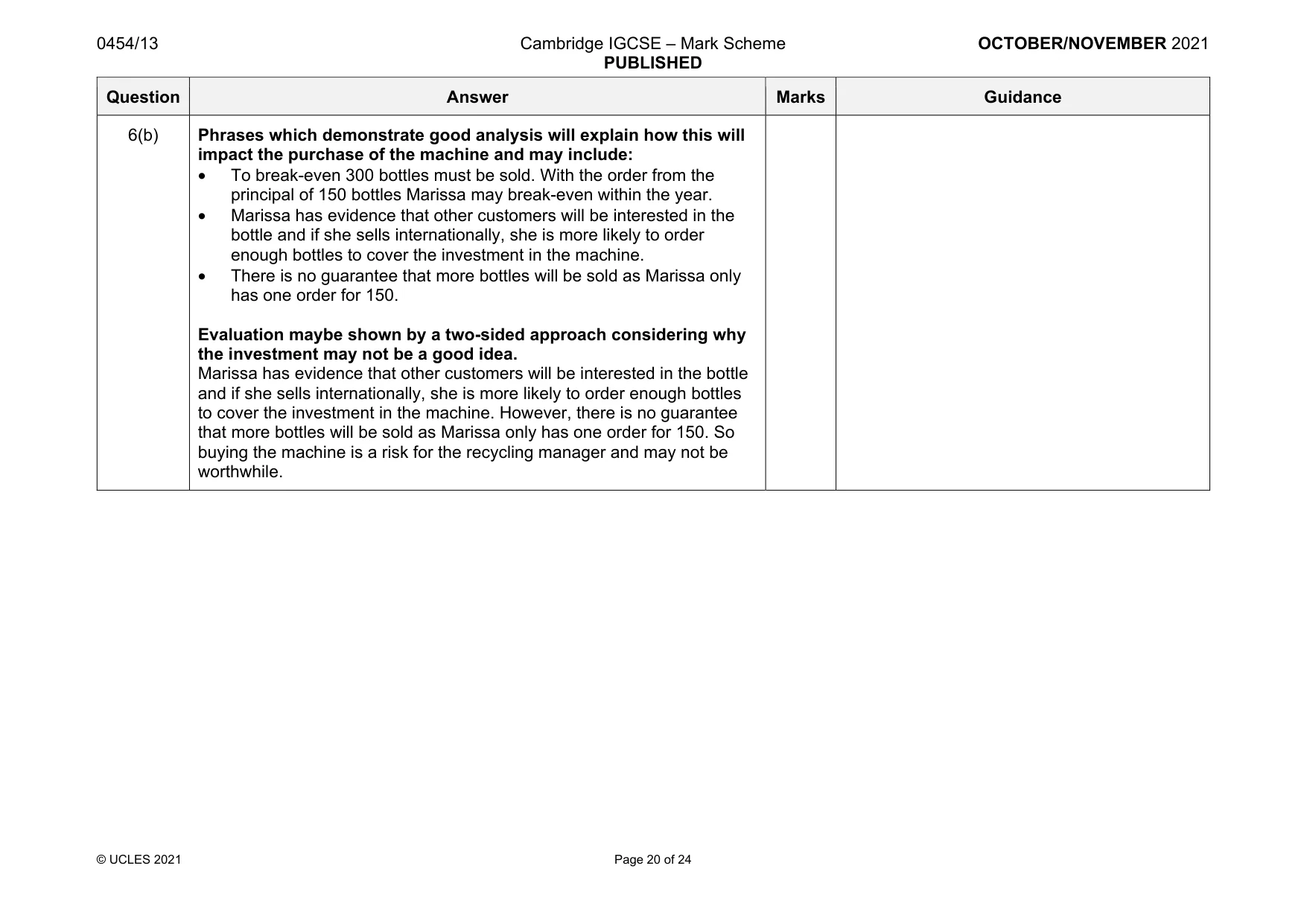 Mark scheme, page 20 of 24
