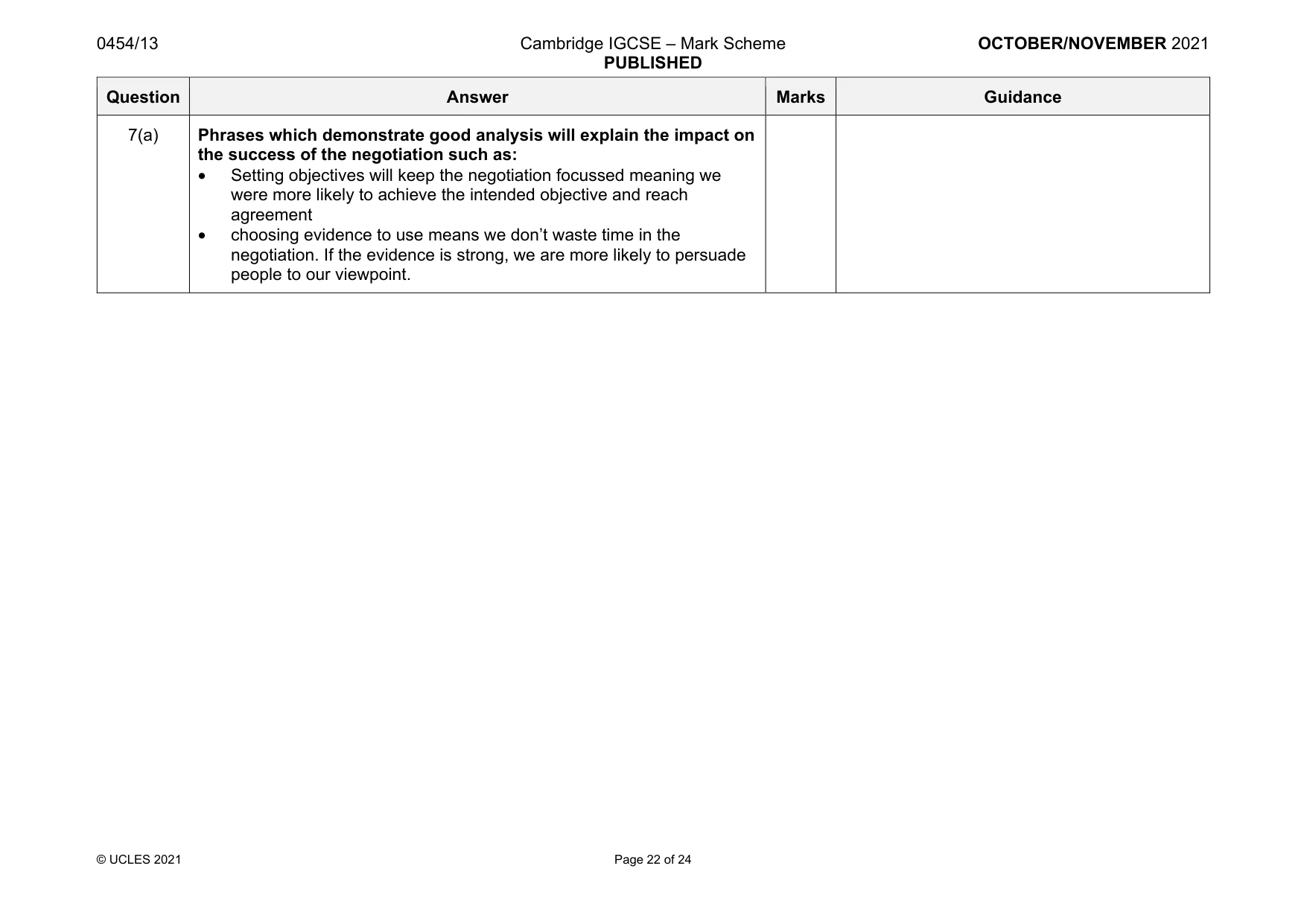 Mark scheme, page 22 of 24
