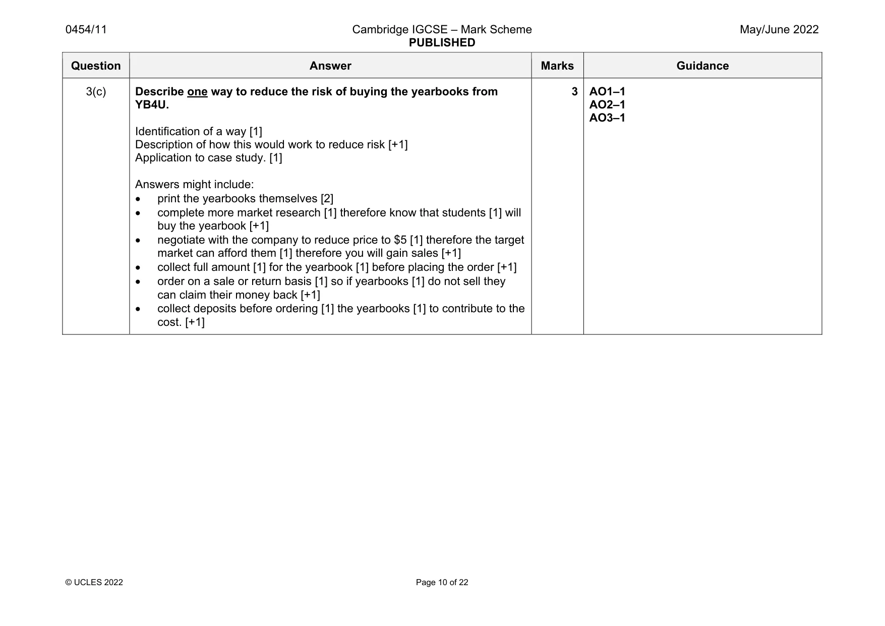 Mark scheme, page 10 of 22