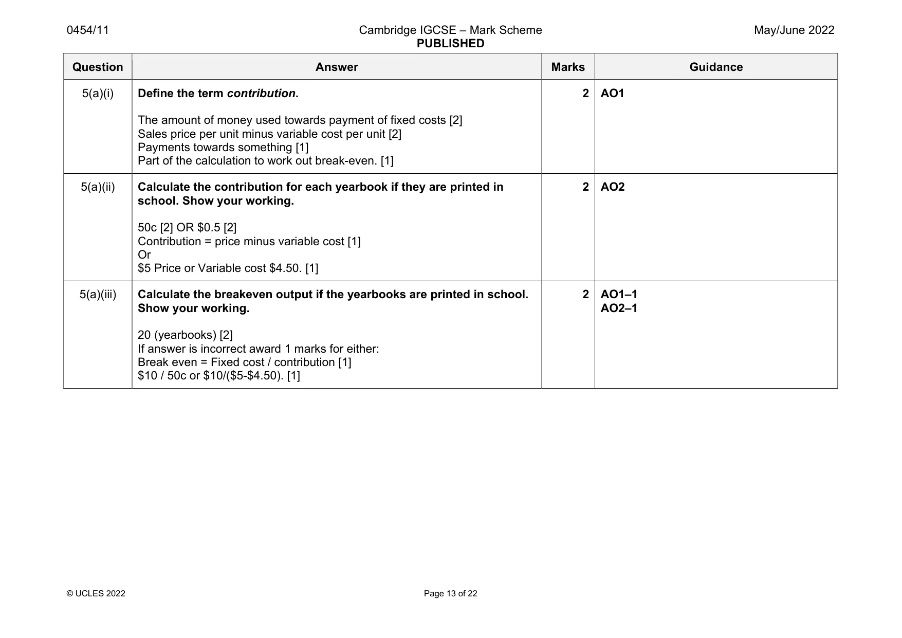 Mark scheme, page 13 of 22