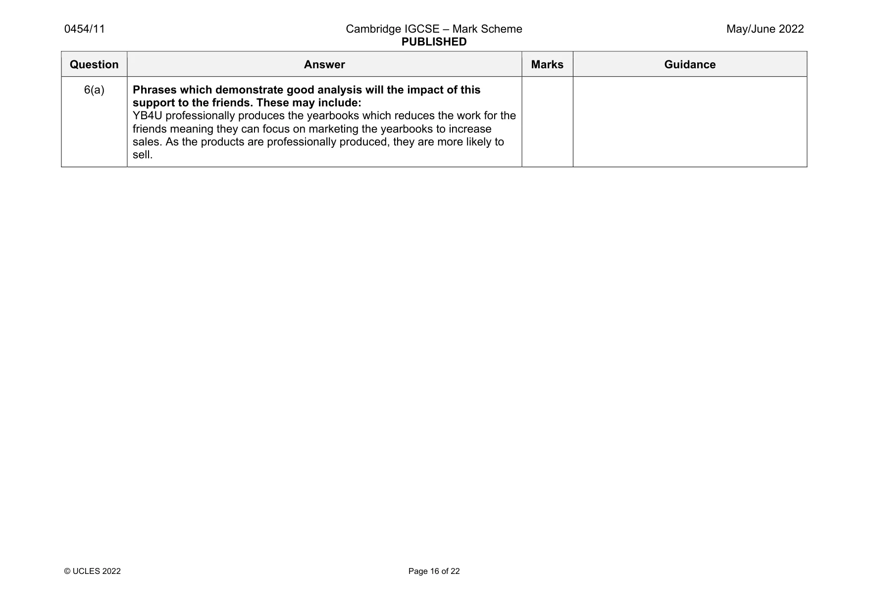 Mark scheme, page 16 of 22