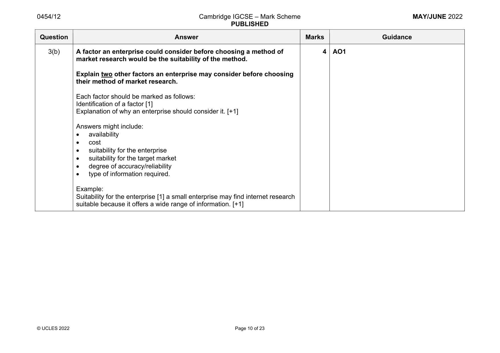 Mark scheme, page 10 of 23