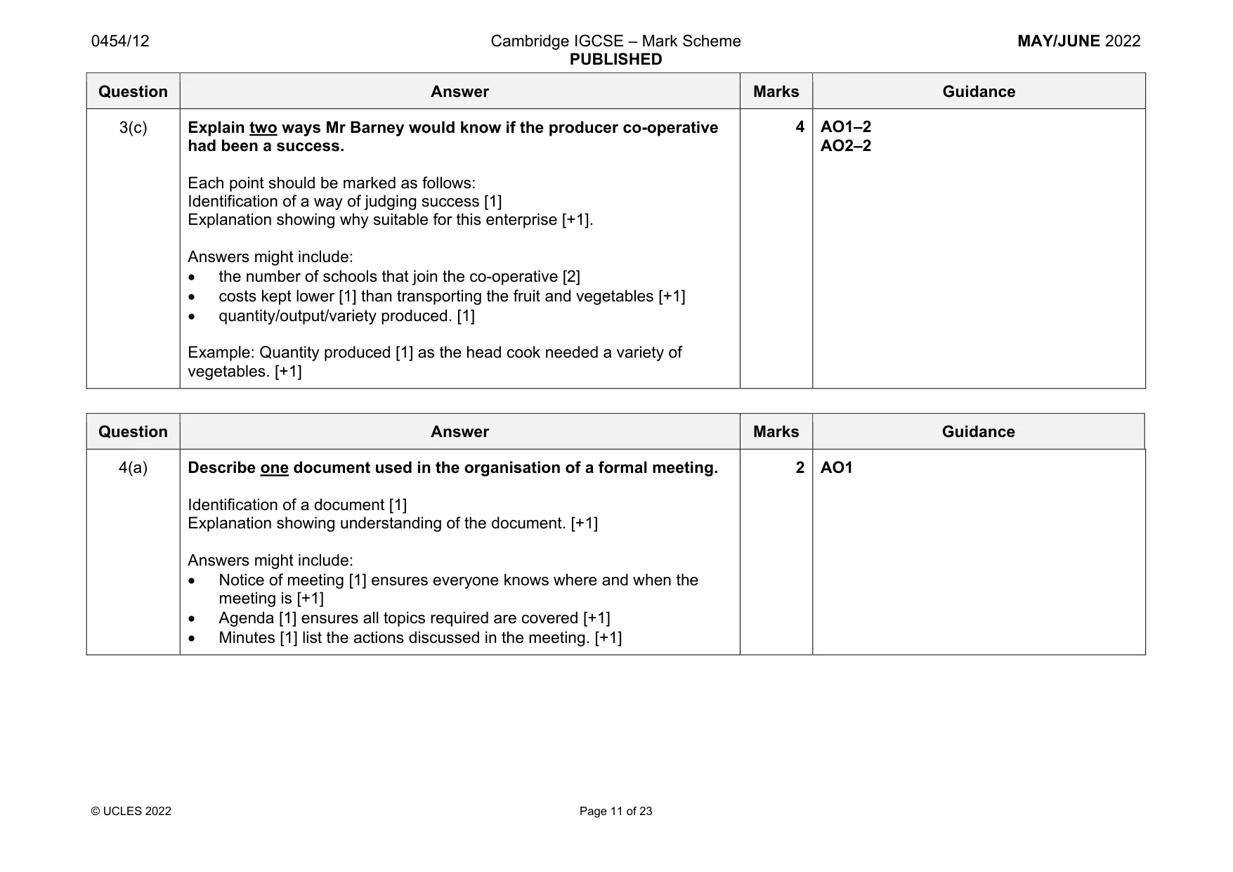 Mark scheme, page 11 of 23