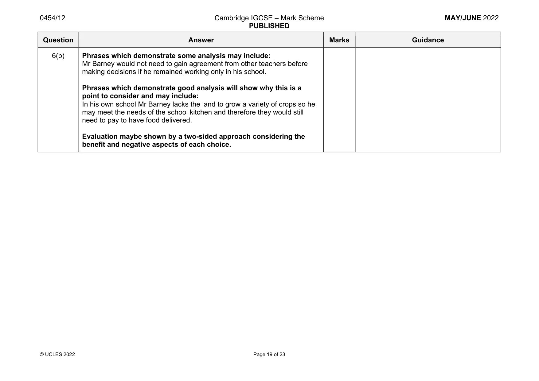 Mark scheme, page 19 of 23