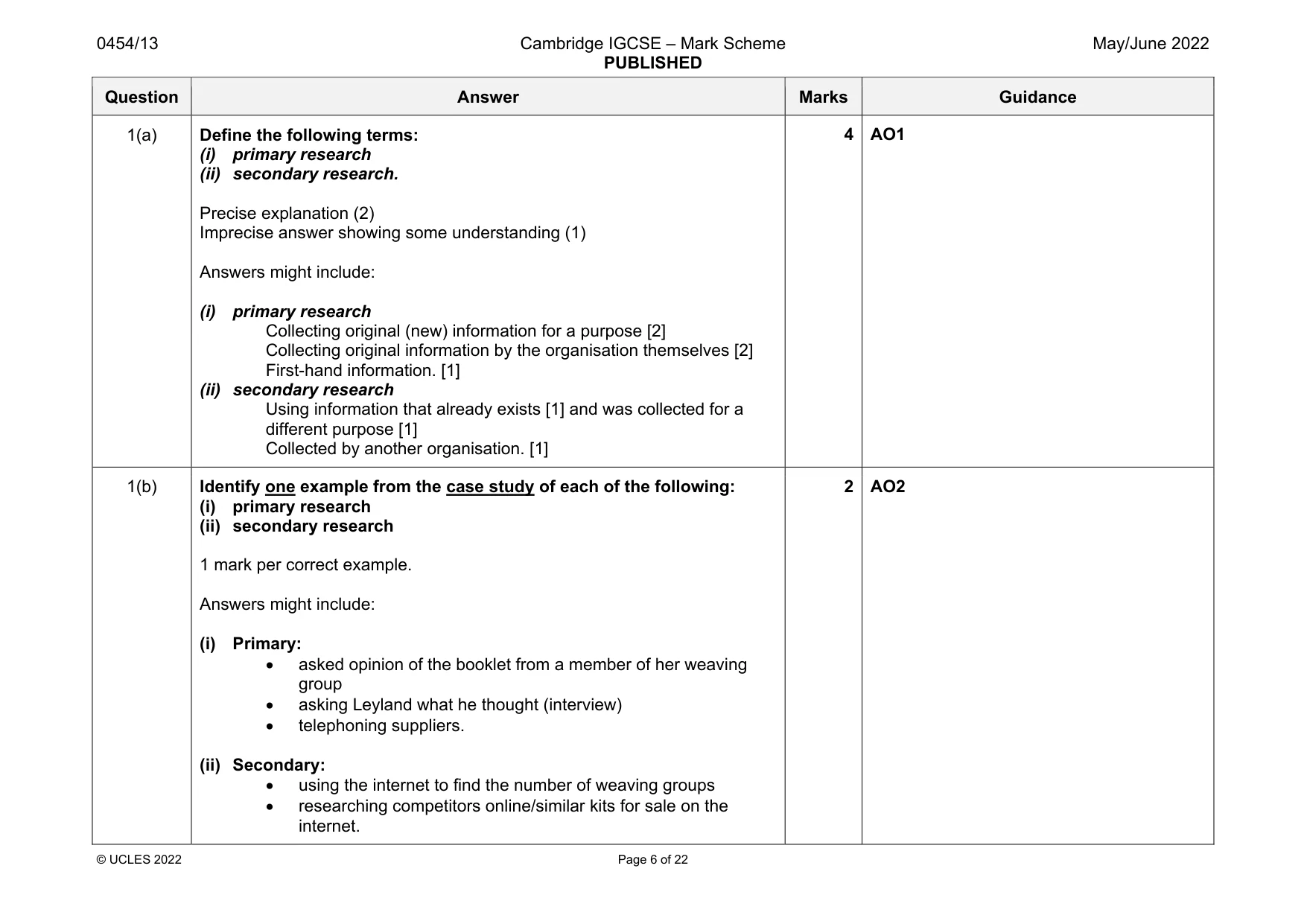Mark scheme, page 6 of 22