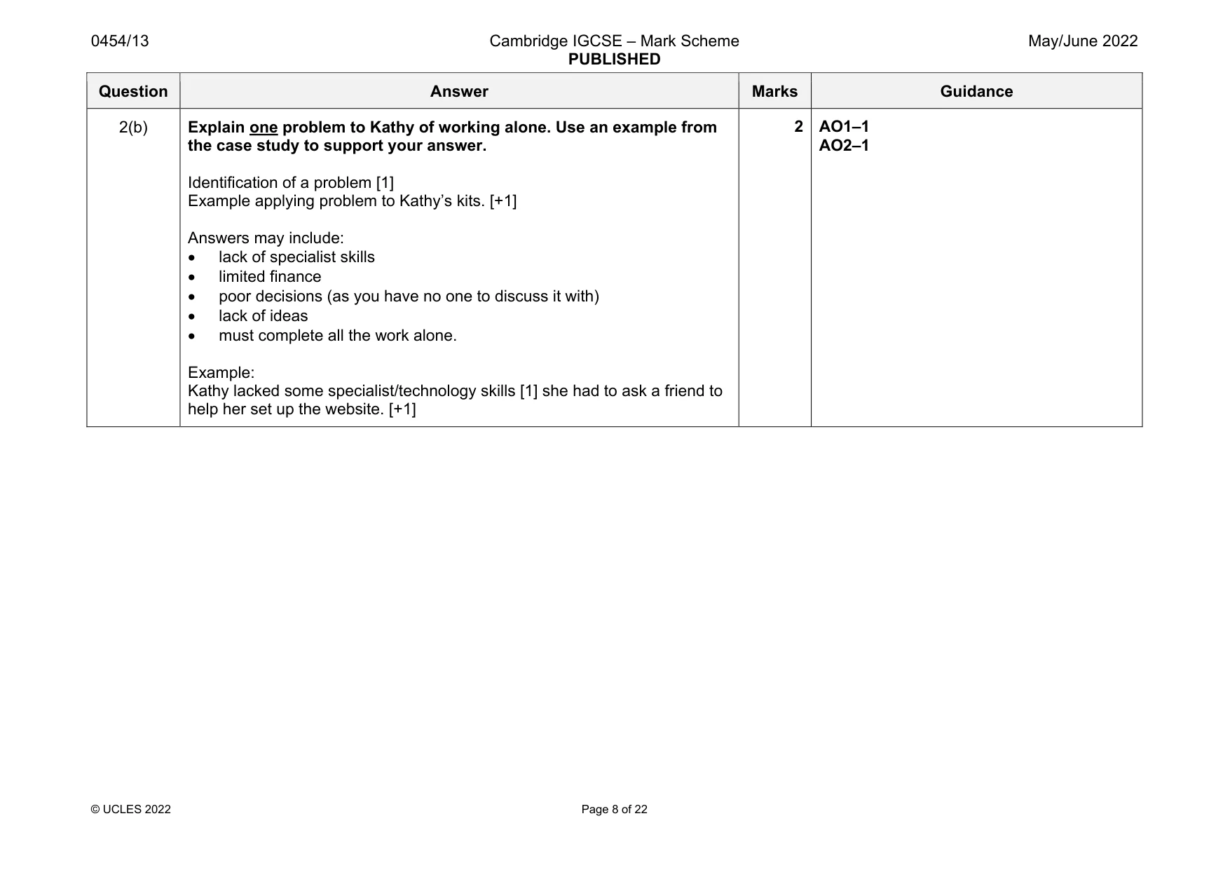 Mark scheme, page 8 of 22
